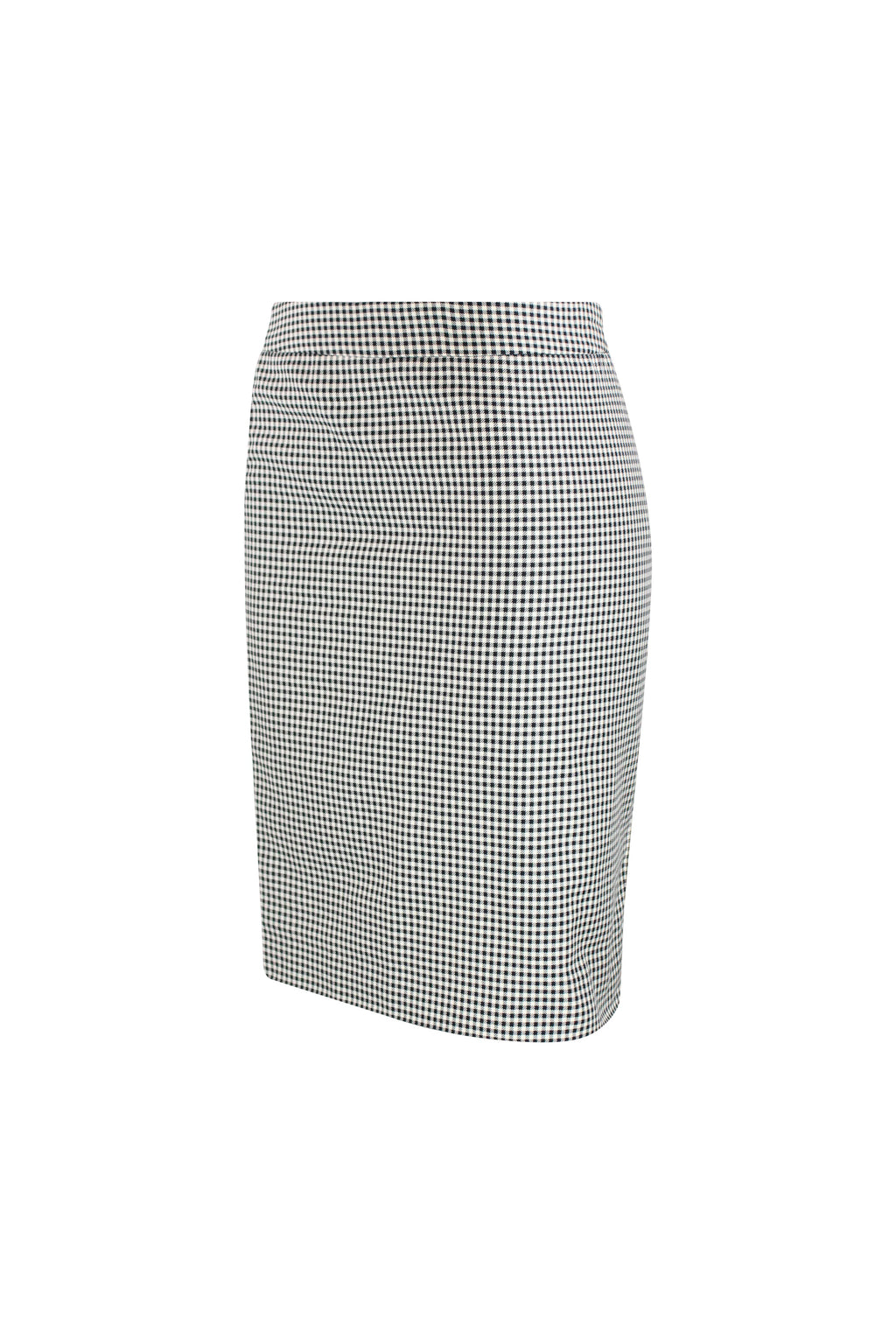 Black and white micro-check pencil skirt