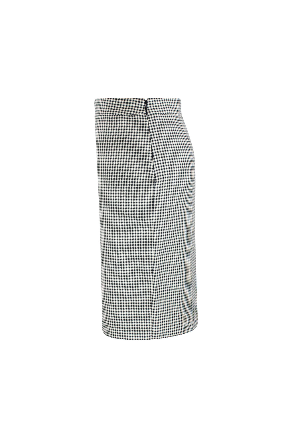 Black and white micro-check pencil skirt