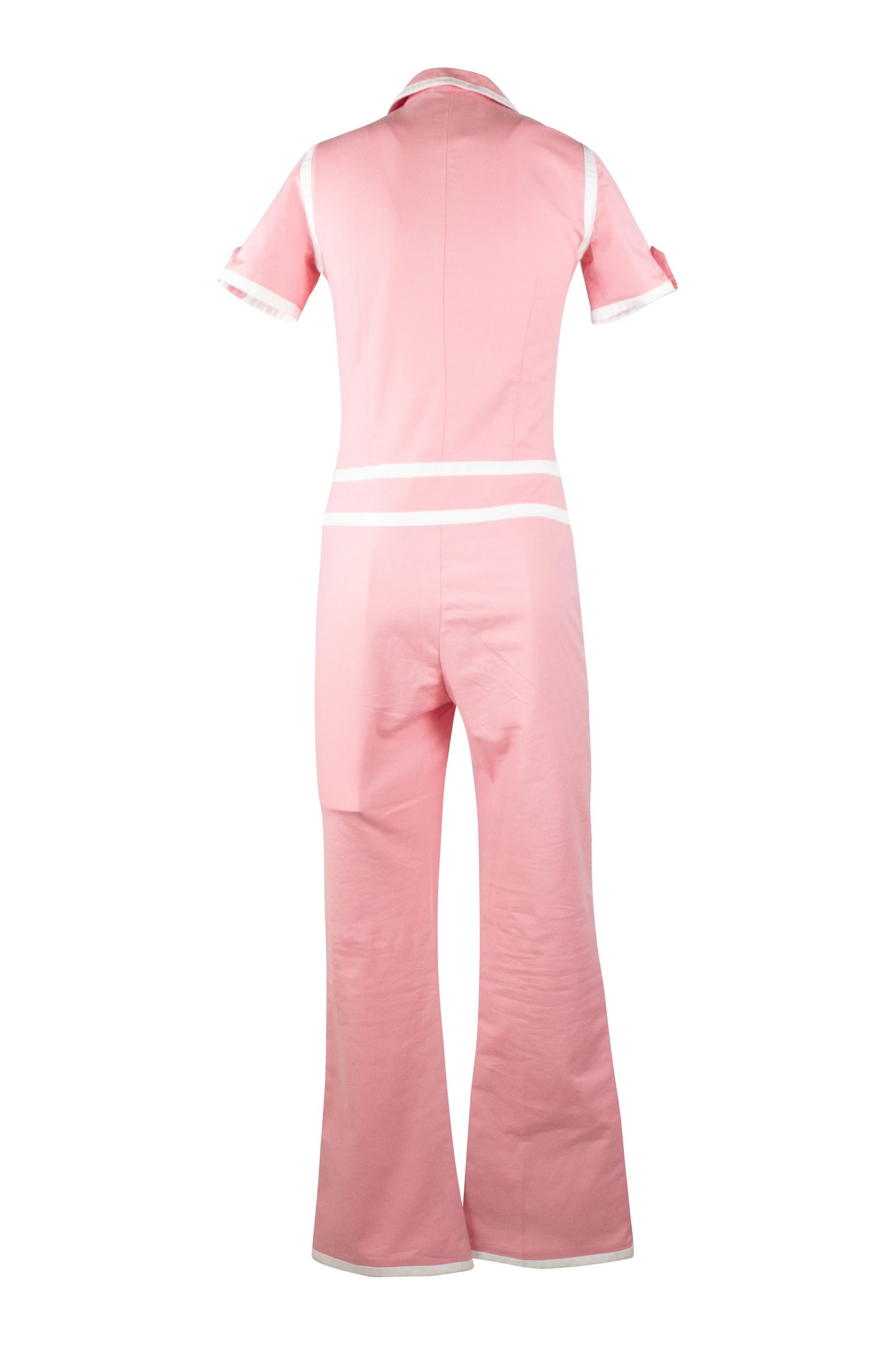 Pink Fitted Jumpsuit with White Piping SS2013