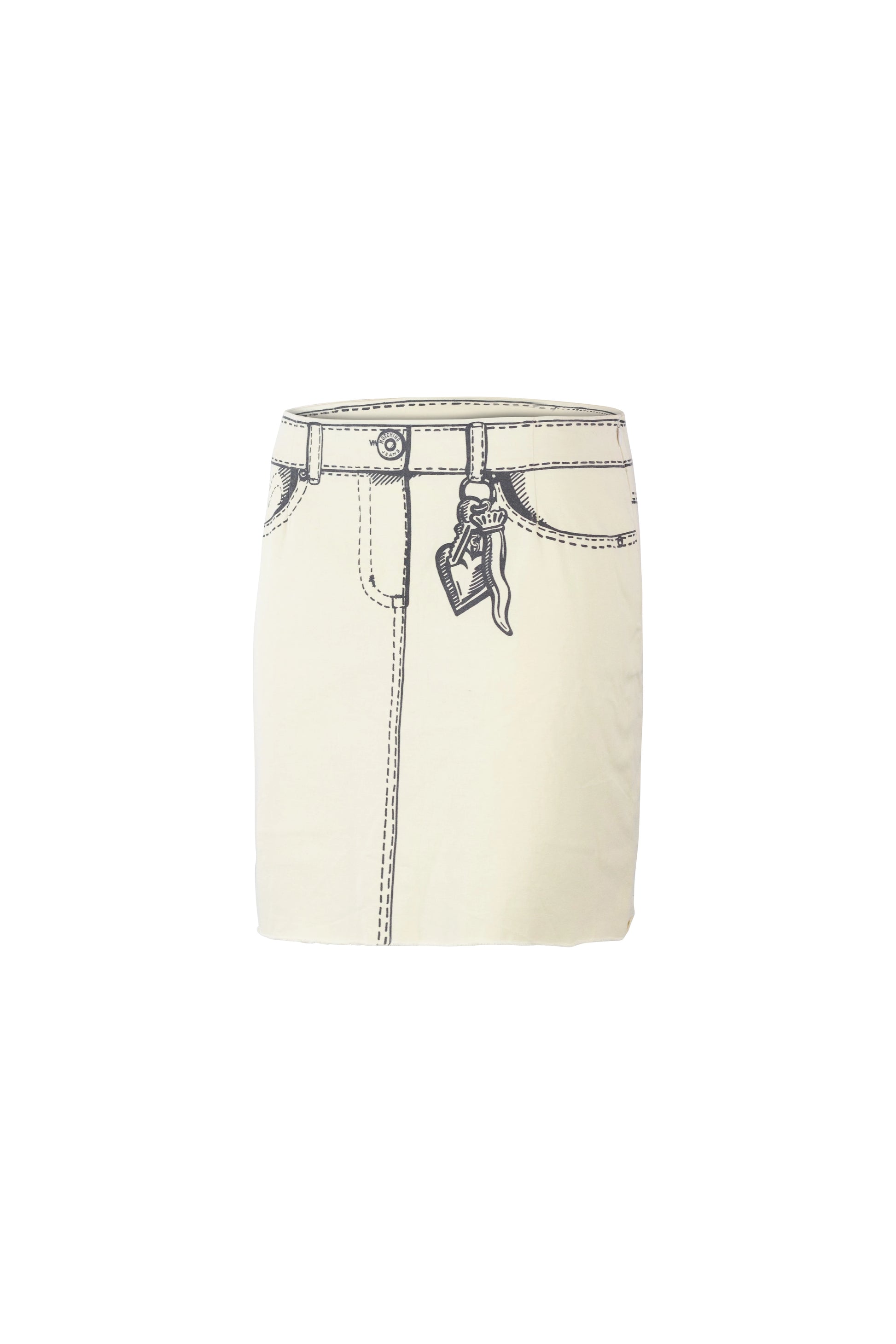 Cotton Mini Skirt with Cartoon Denim Print