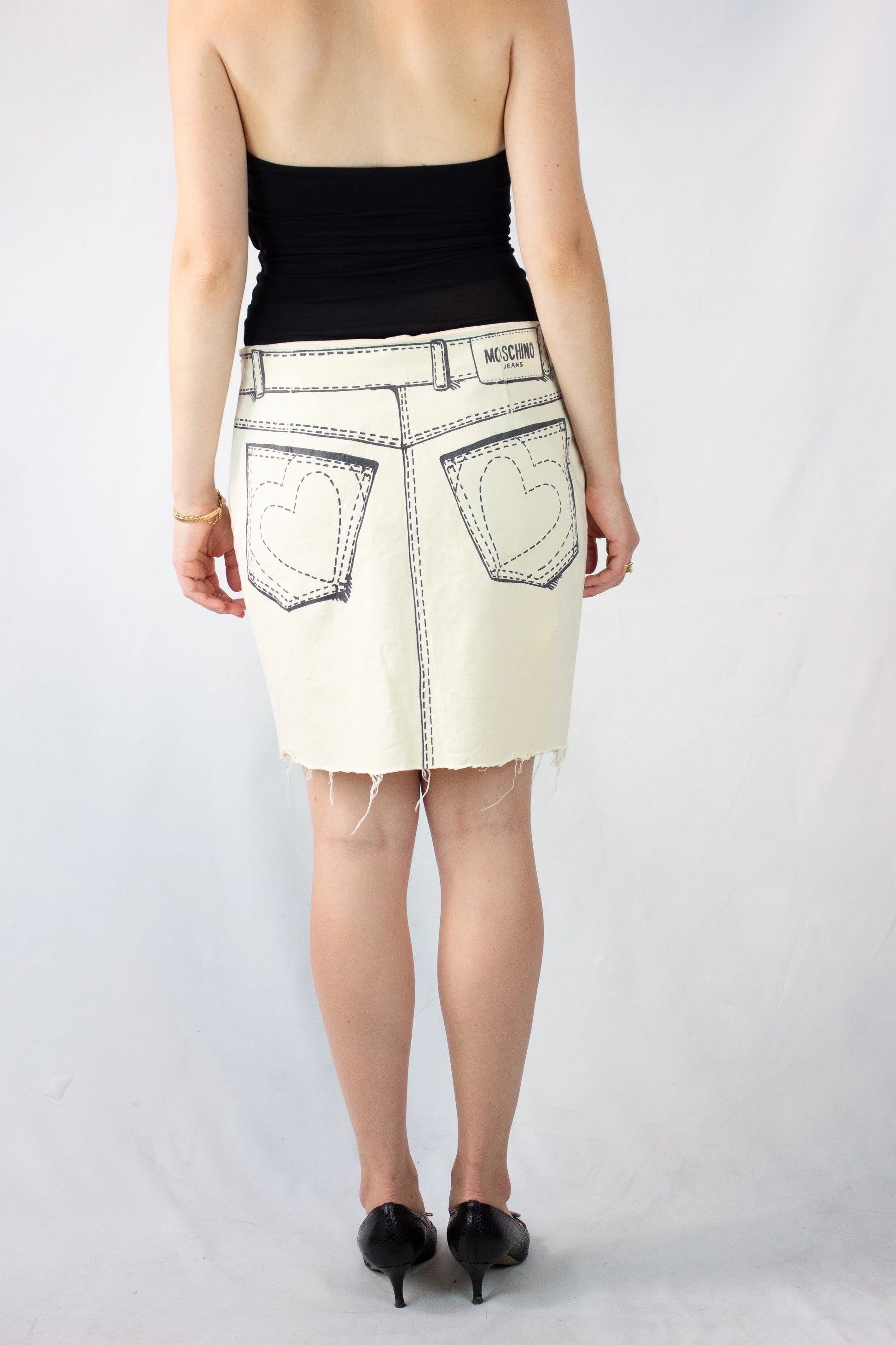 Cotton Mini Skirt with Cartoon Denim Print