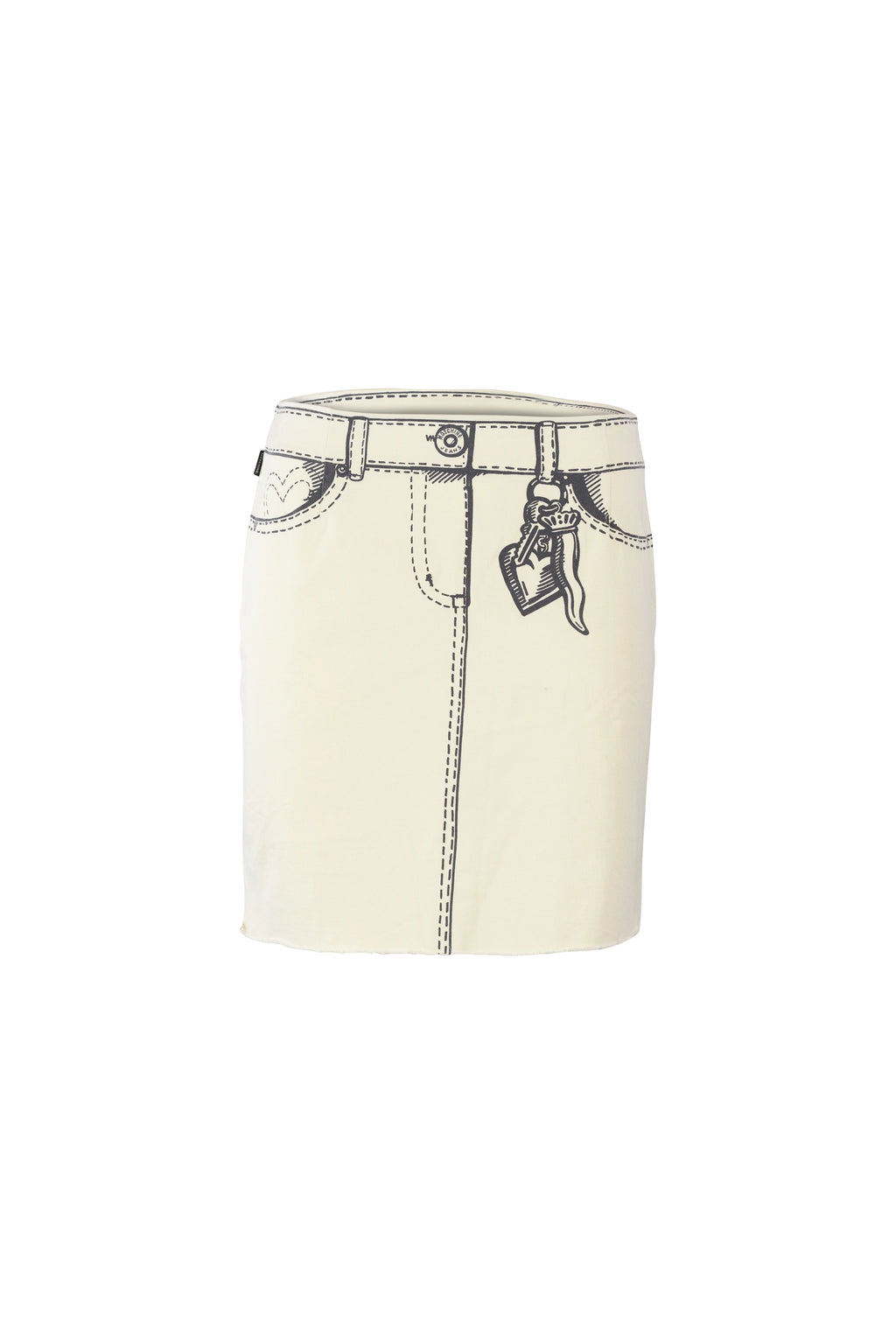 Cotton Mini Skirt with Cartoon Denim Print