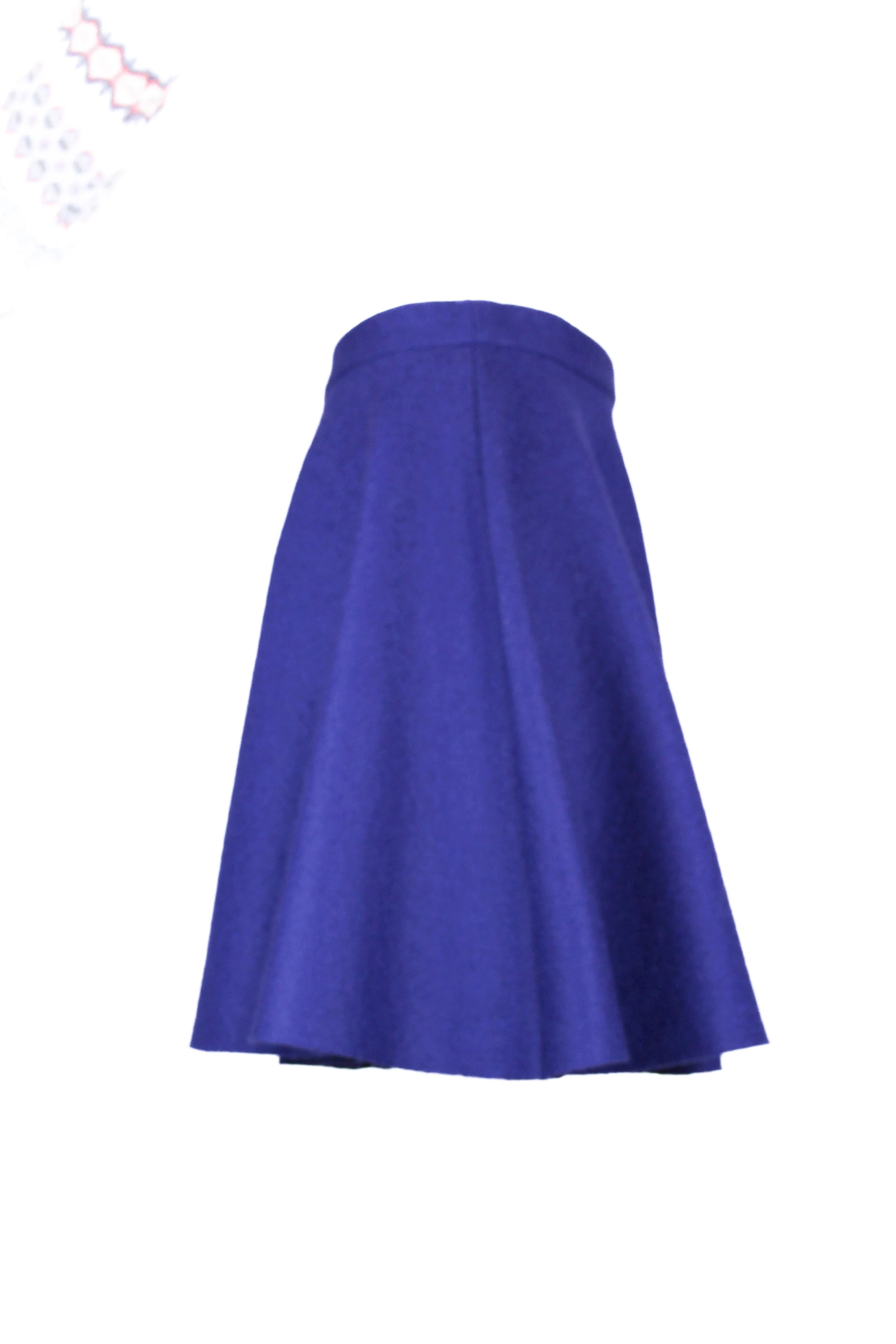 Flared electric blue wool mini skirt