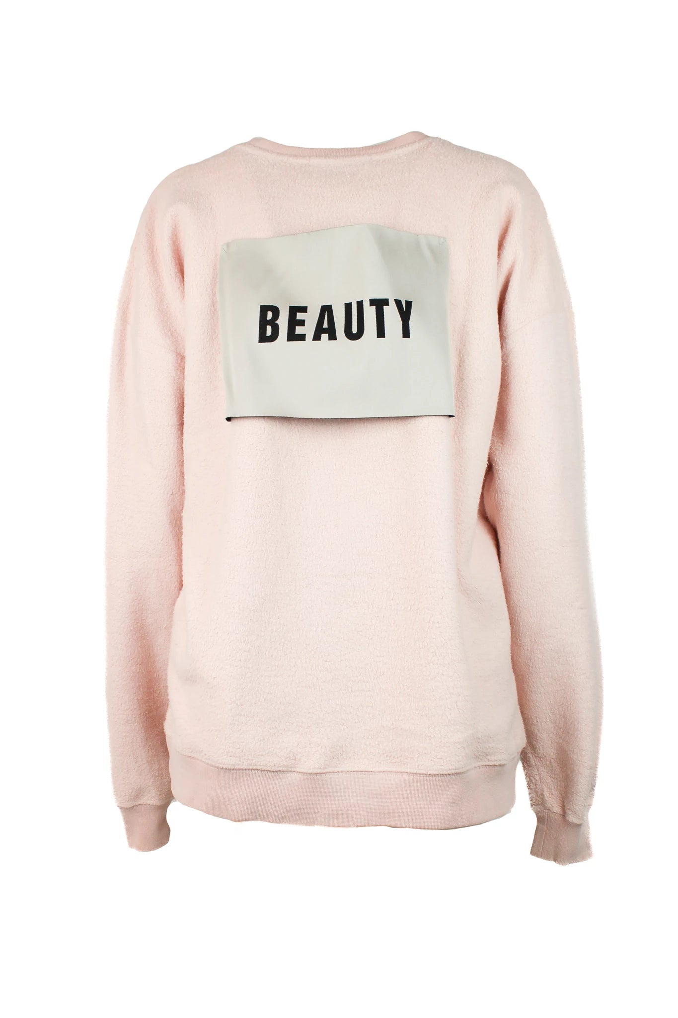 Baby Pink Oversized Sweatshirt with “Beauty” Back Patch