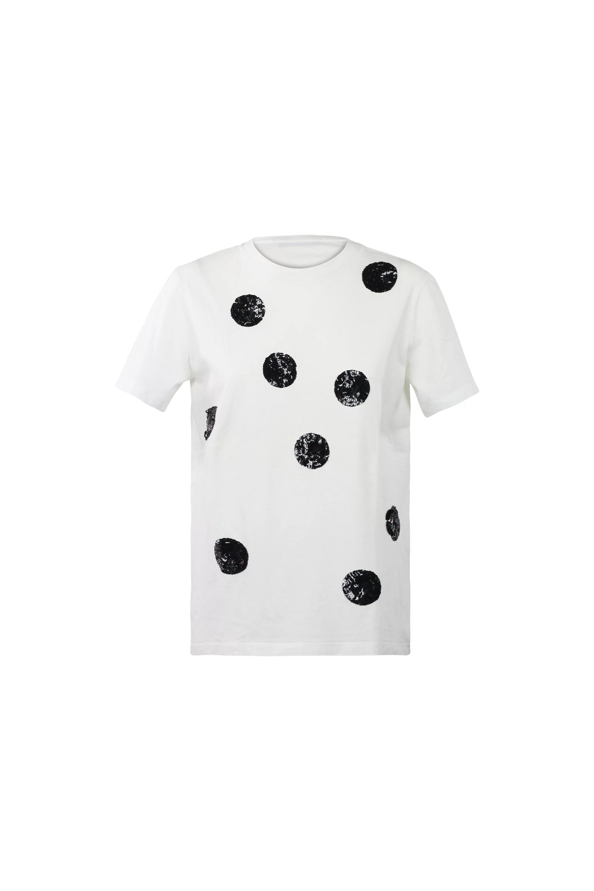 White Cotton Tee with Pois