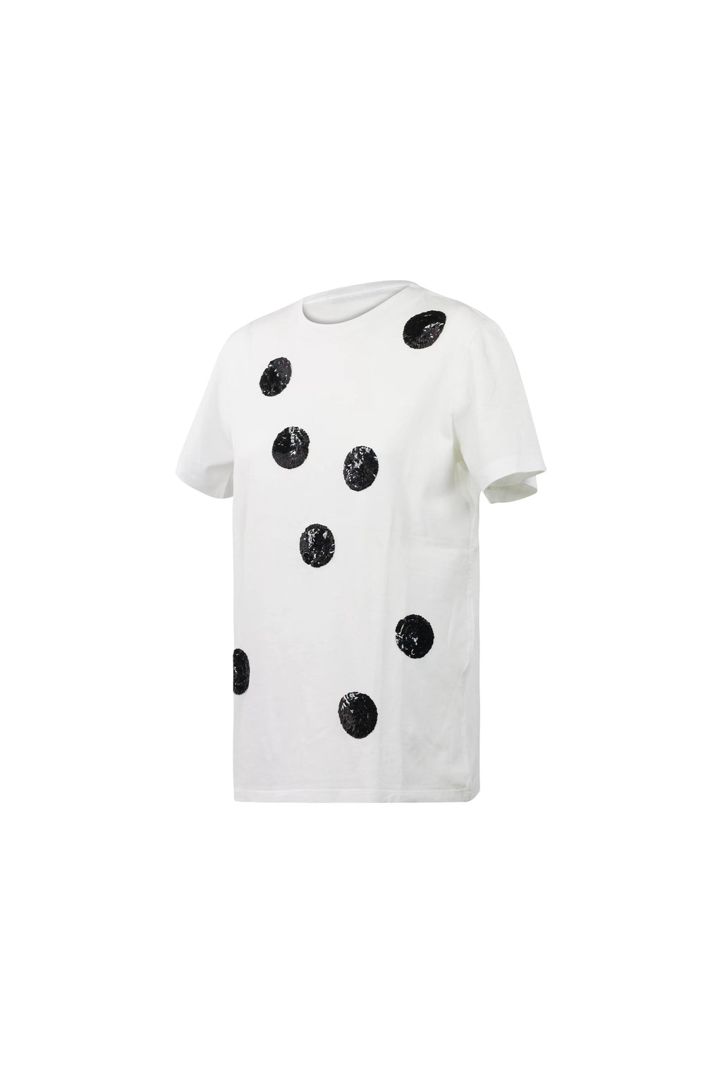 White Cotton Tee with Pois