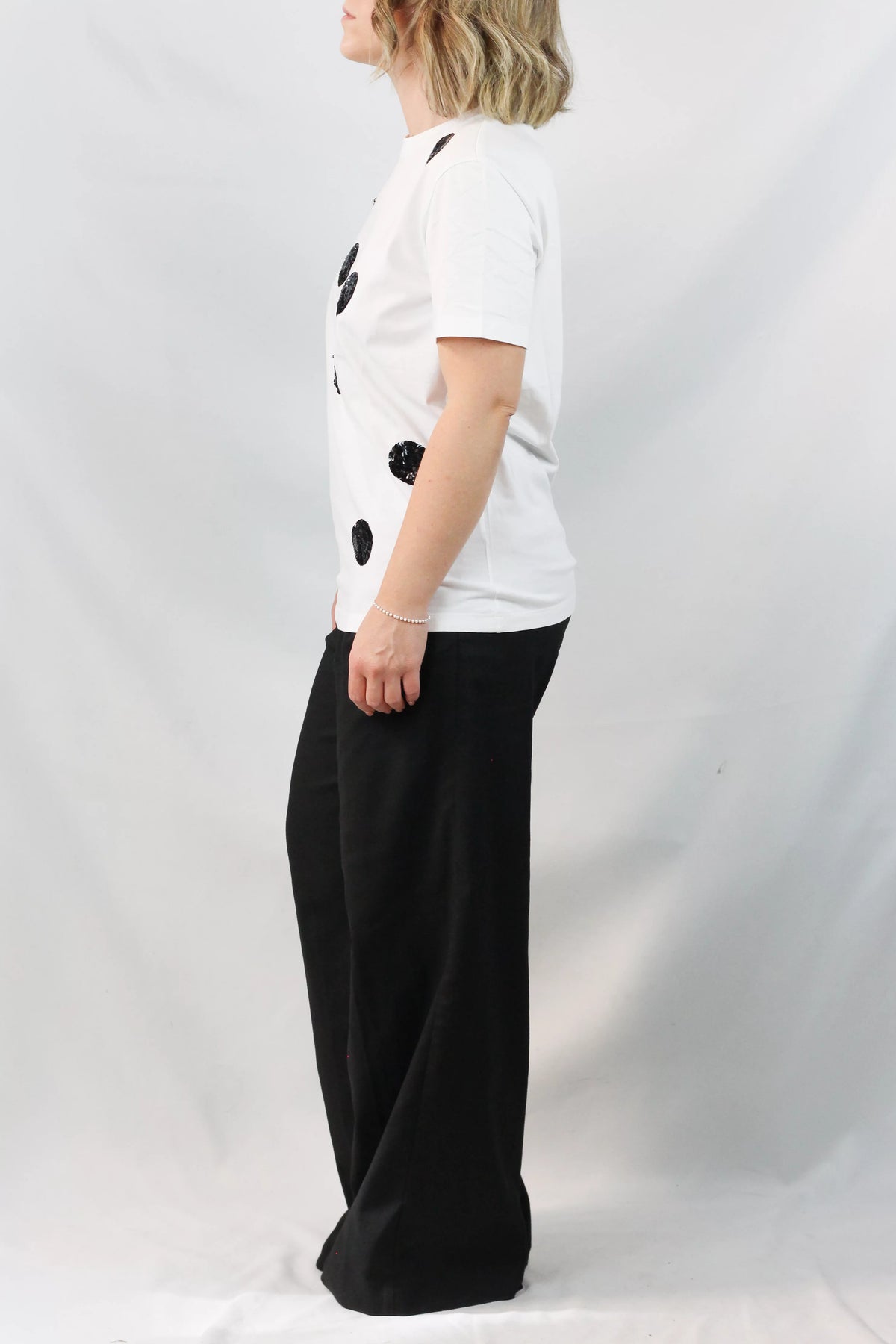 White Cotton Tee with Pois