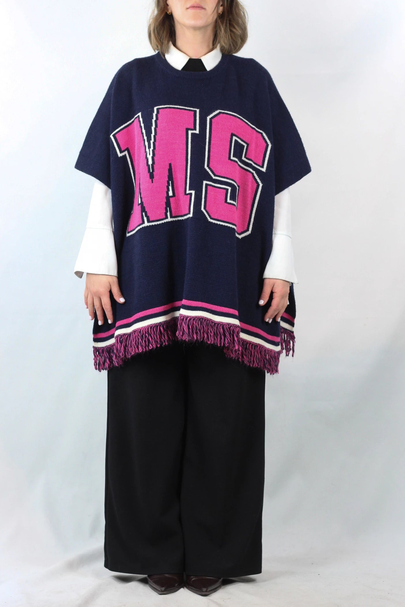 Wool Poncho-Style Cape