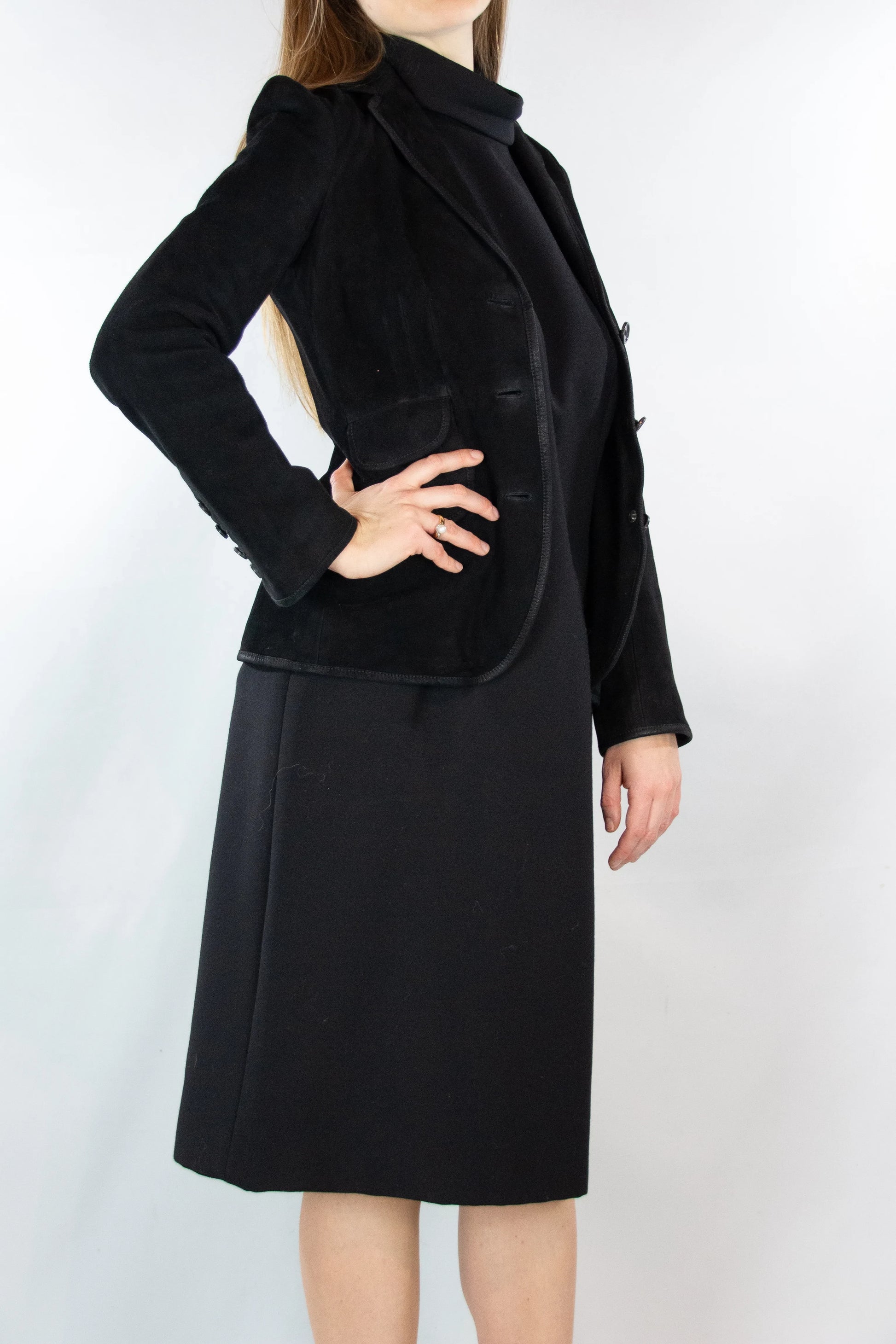 Black Suede Fitted Jacket