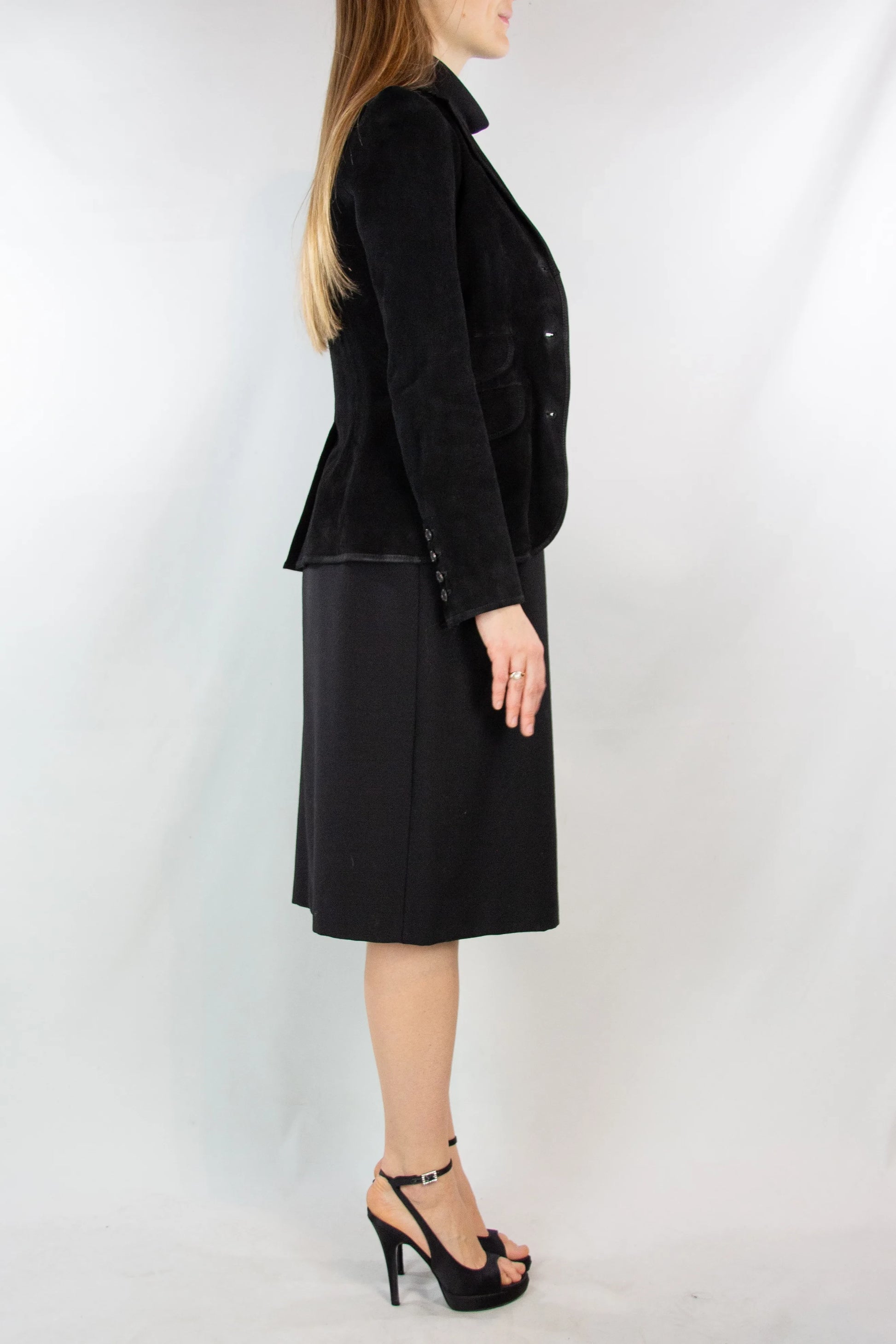 Black Suede Fitted Jacket
