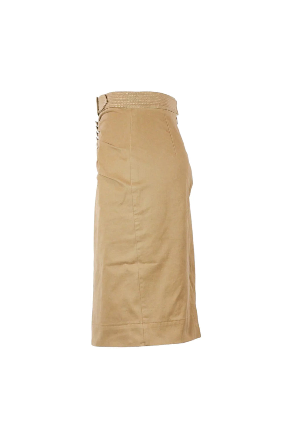 Ruched Cotton Pencil Skirt Belt SS2018
