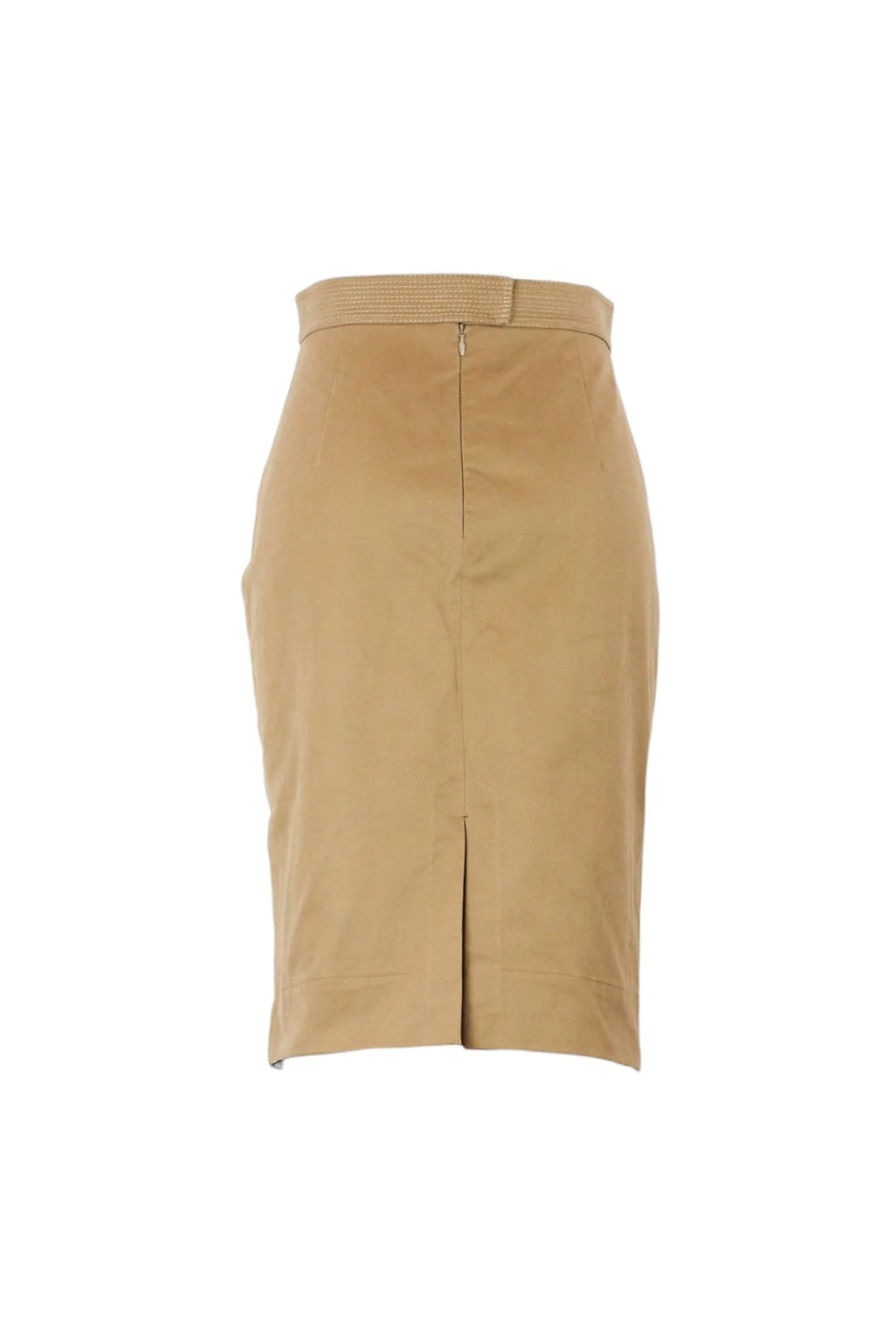 Ruched Cotton Pencil Skirt Belt SS2018