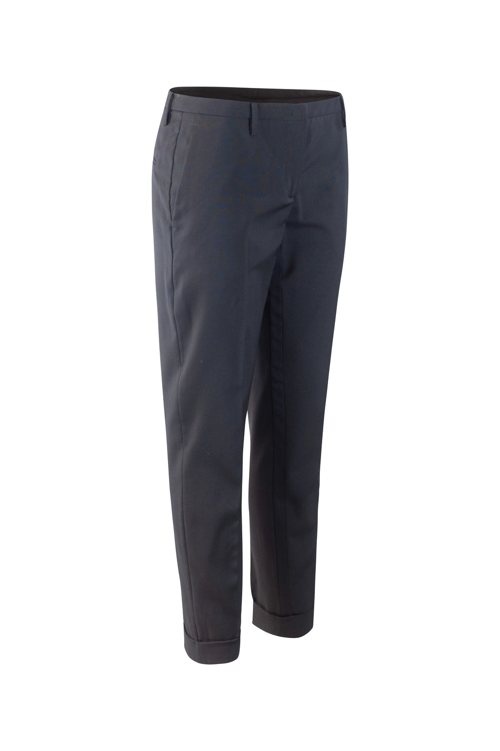Black Tailored Trousers with Cuffed Hem
