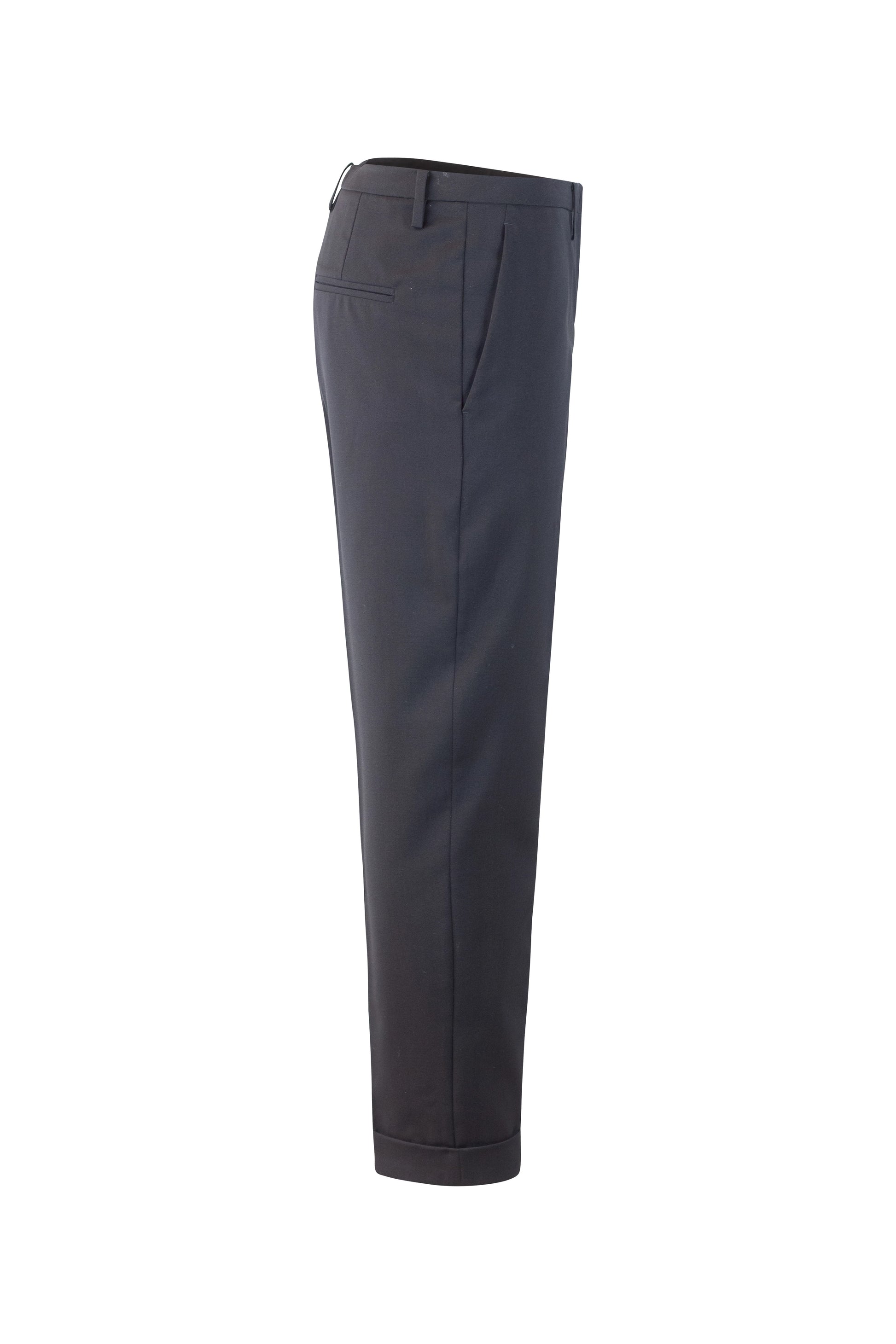 Black Tailored Trousers with Cuffed Hem