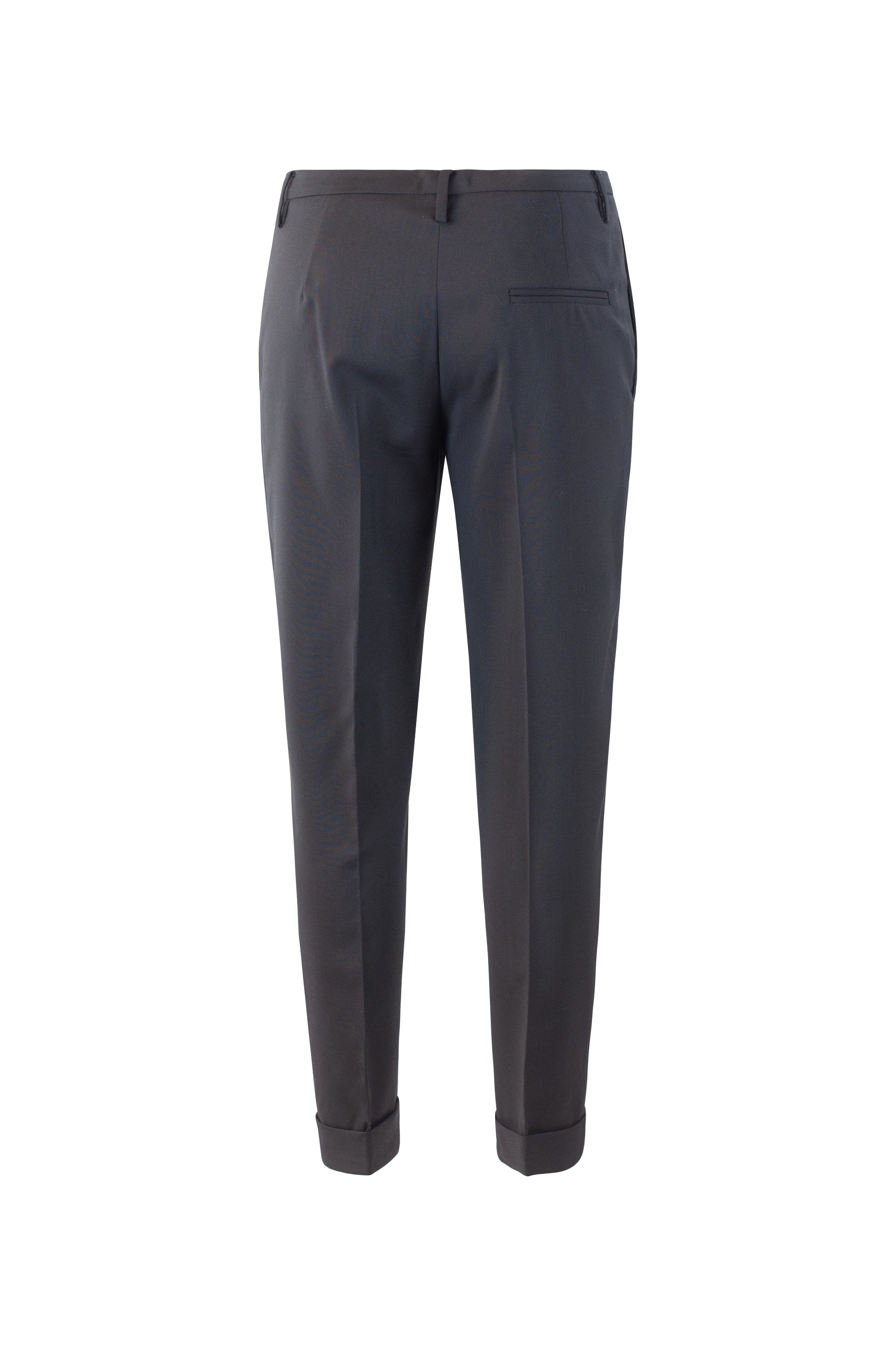 Black Tailored Trousers with Cuffed Hem