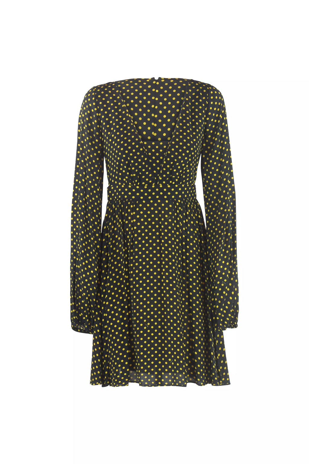 Black & Yellow Polka Dot Long Sleeve Mini Dress