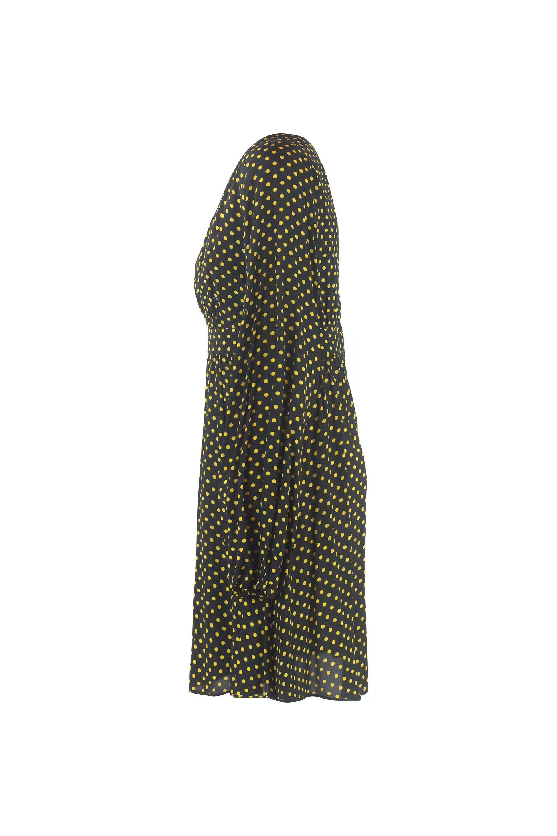 Black & Yellow Polka Dot Long Sleeve Mini Dress