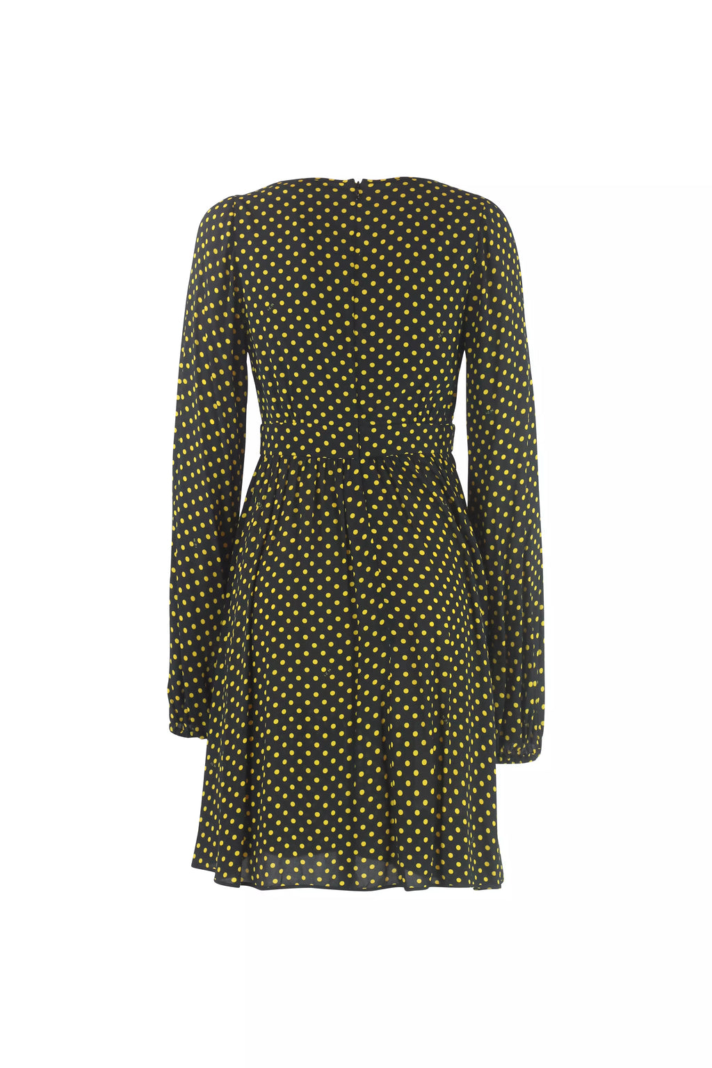 Black & Yellow Polka Dot Long Sleeve Mini Dress