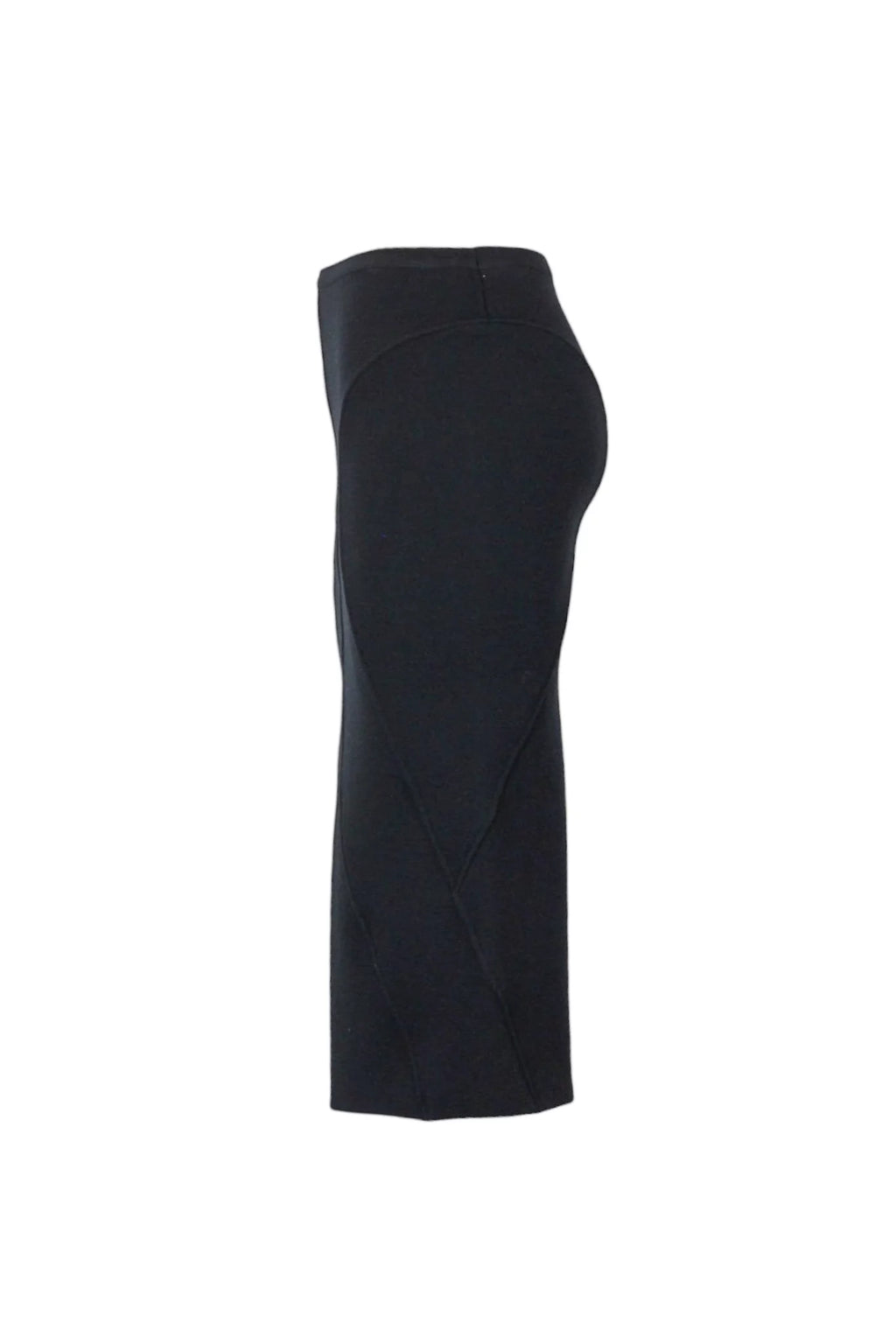 Wool Stretch Pencil Midi Skirt in Black