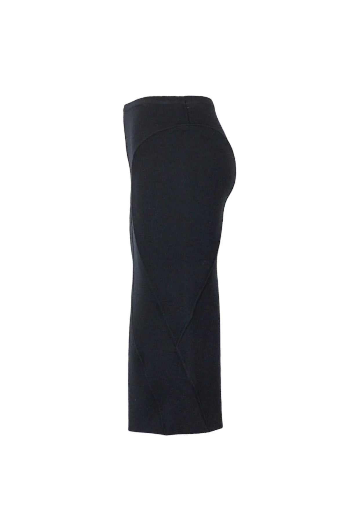 Wool Stretch Pencil Midi Skirt in Black
