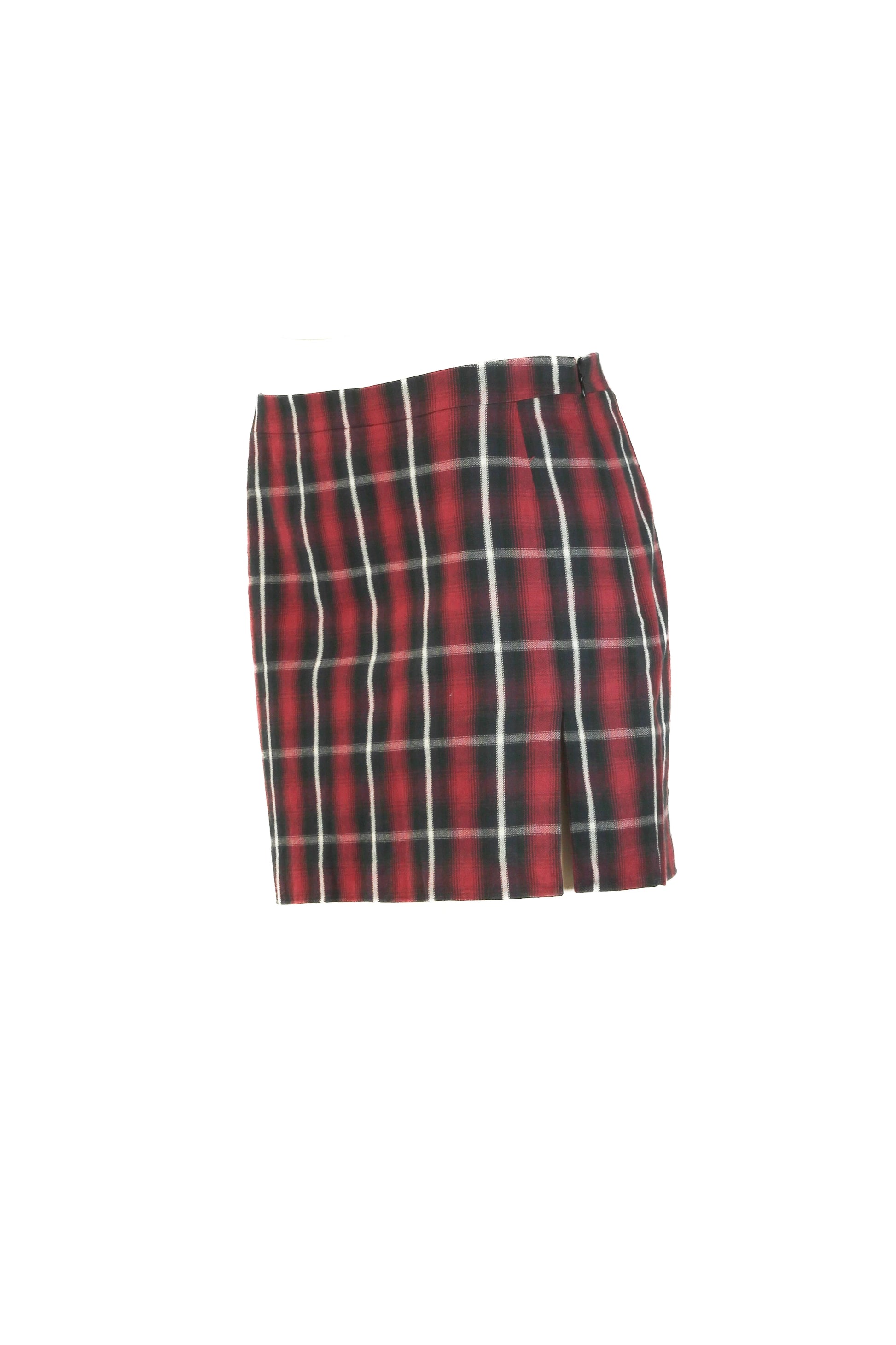 Checked flannel mini skirt with side slit FW2013