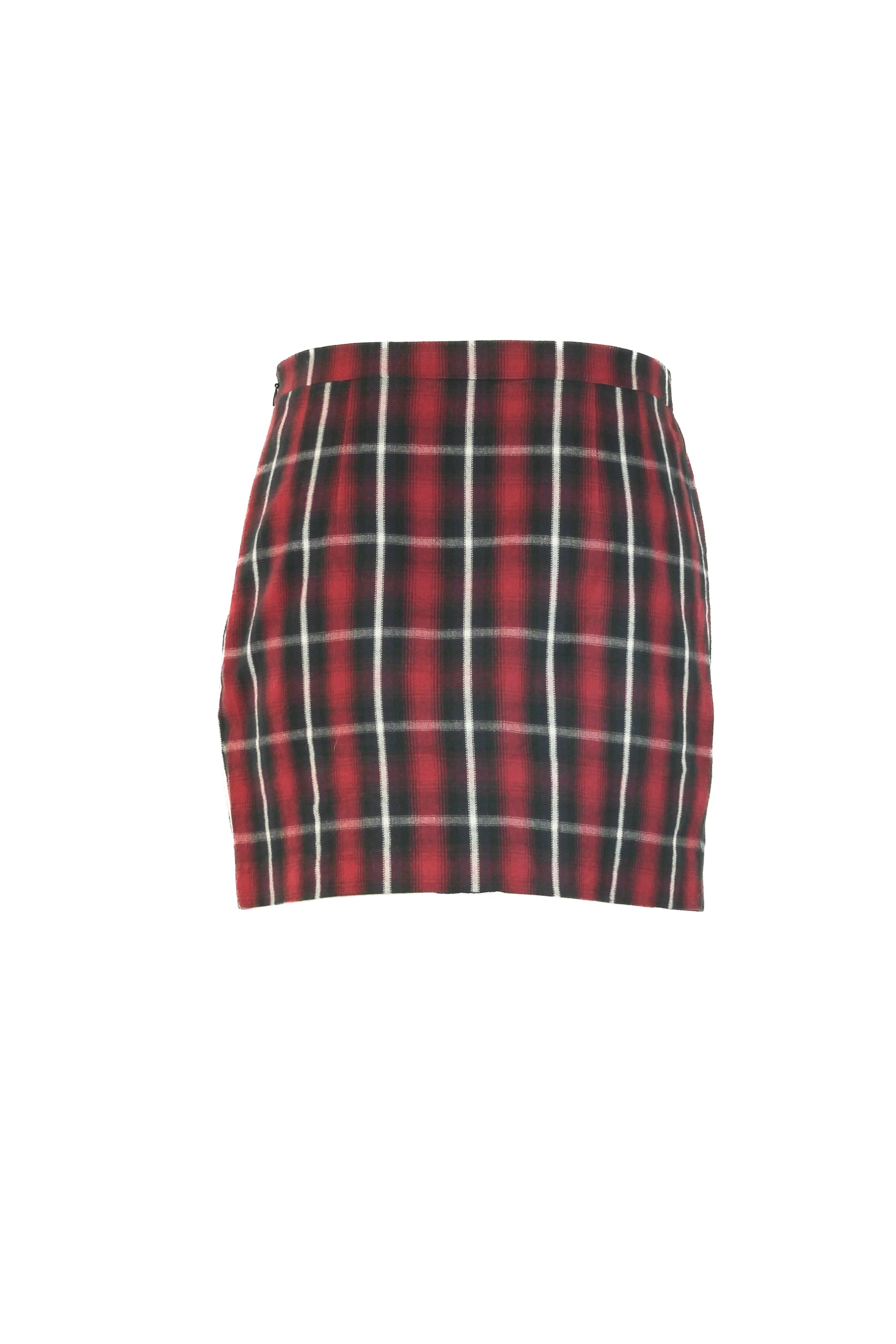 Checked flannel mini skirt with side slit FW2013