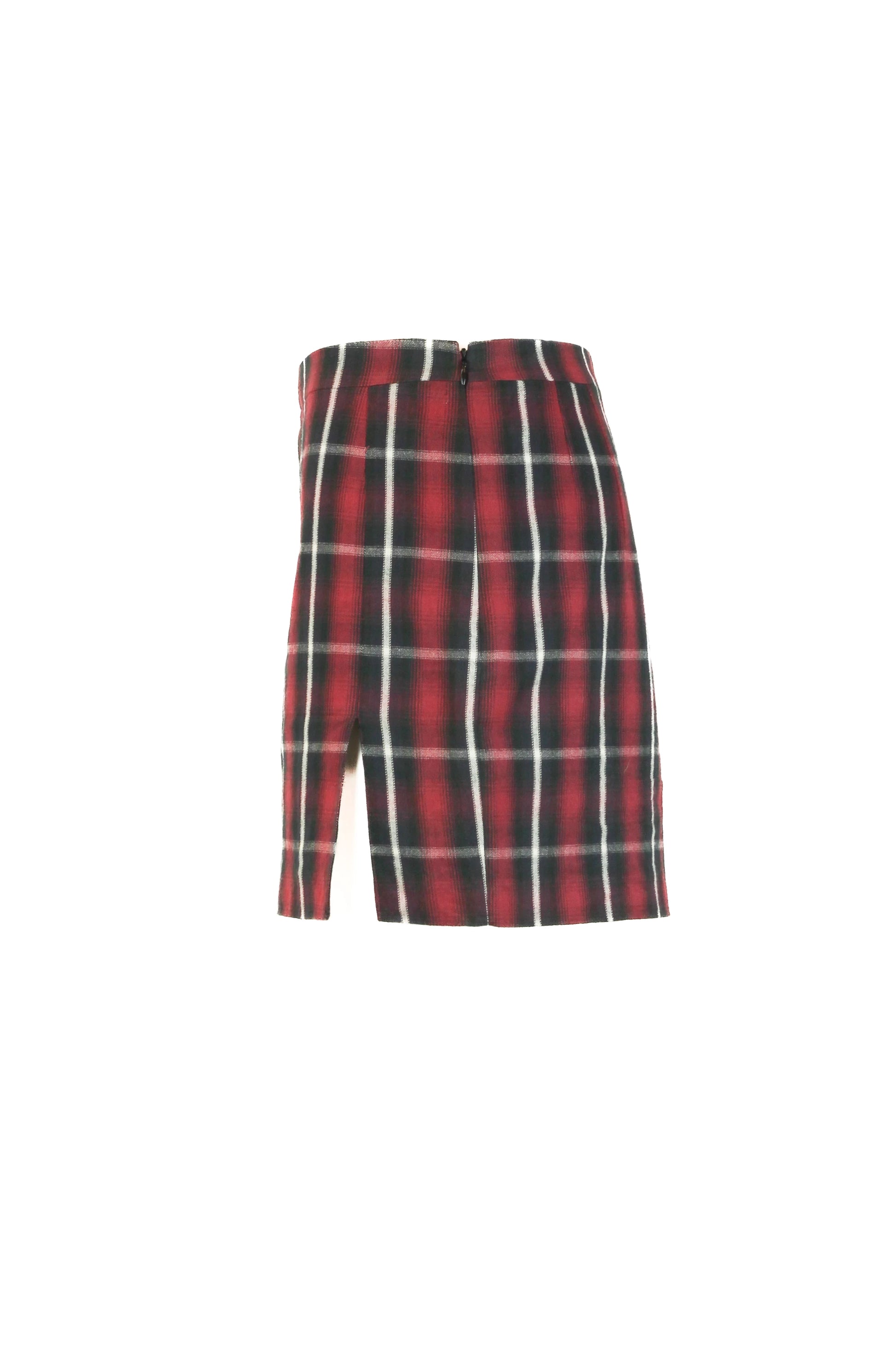 Checked flannel mini skirt with side slit FW2013