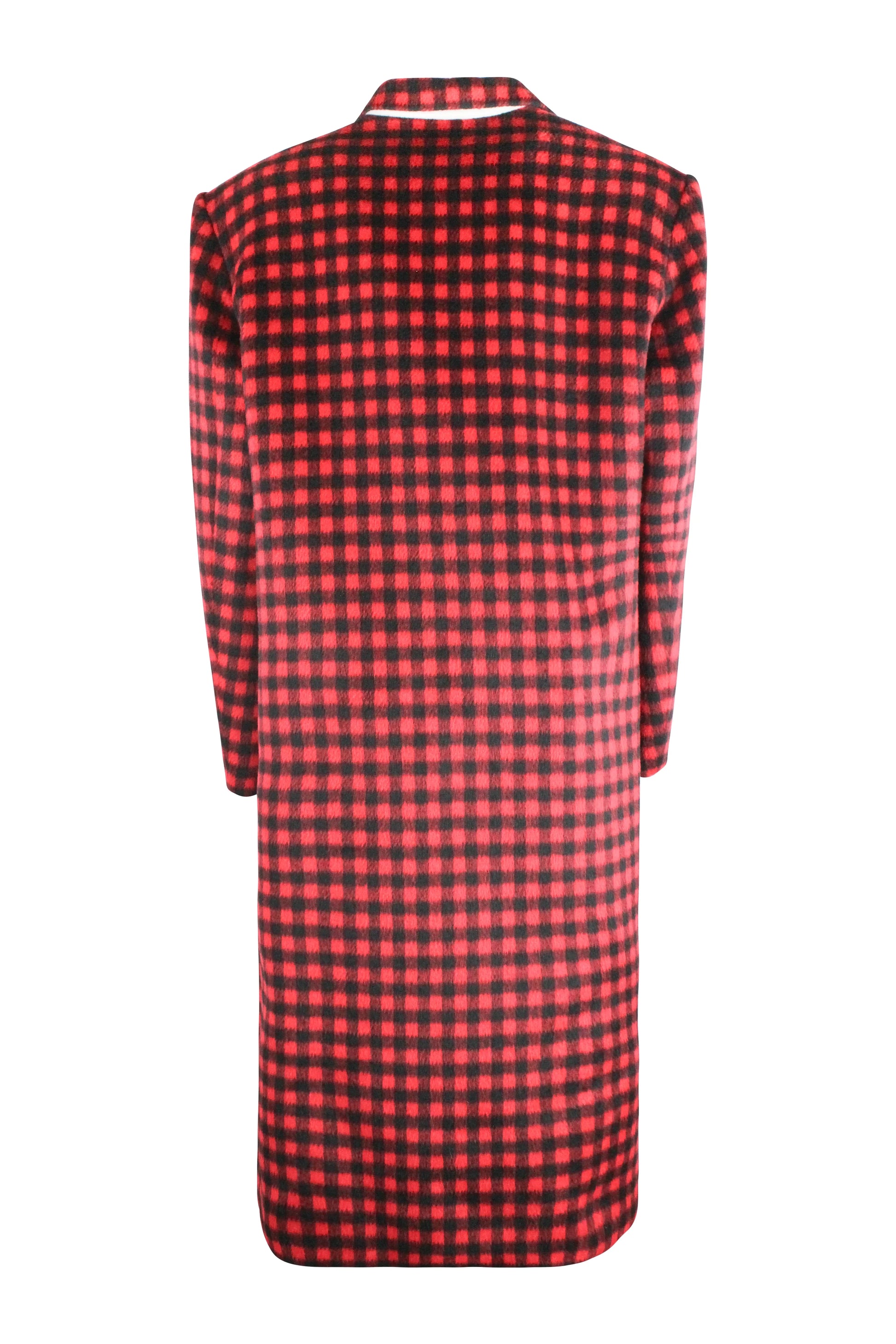 Black and Red Check Coat with Asymmetric Fastening Pre-fall2022