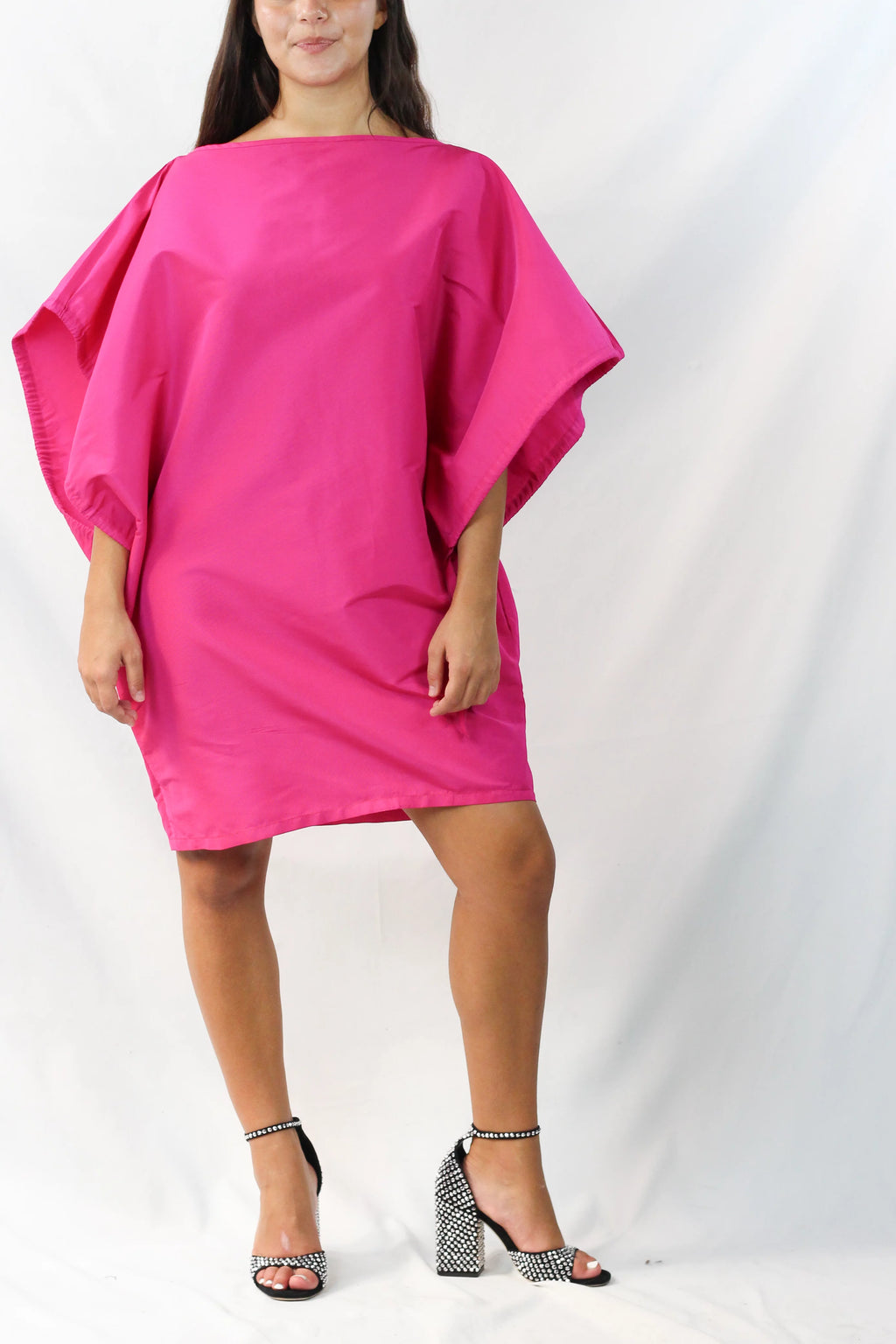 Fuchsia Structured Batwing Mini Dress Resort2020