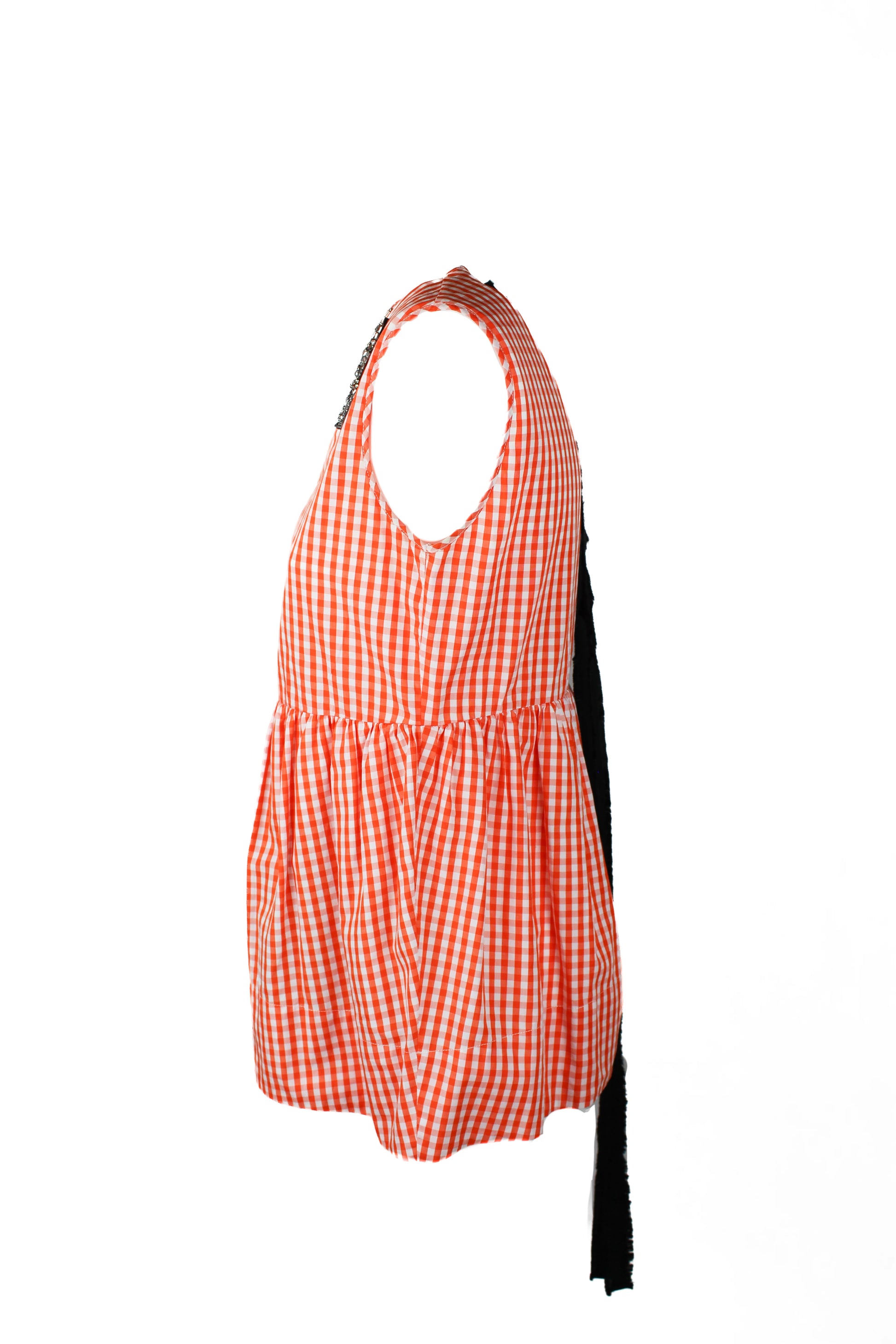 Gingham Sleeveless Top with Strass Swallow