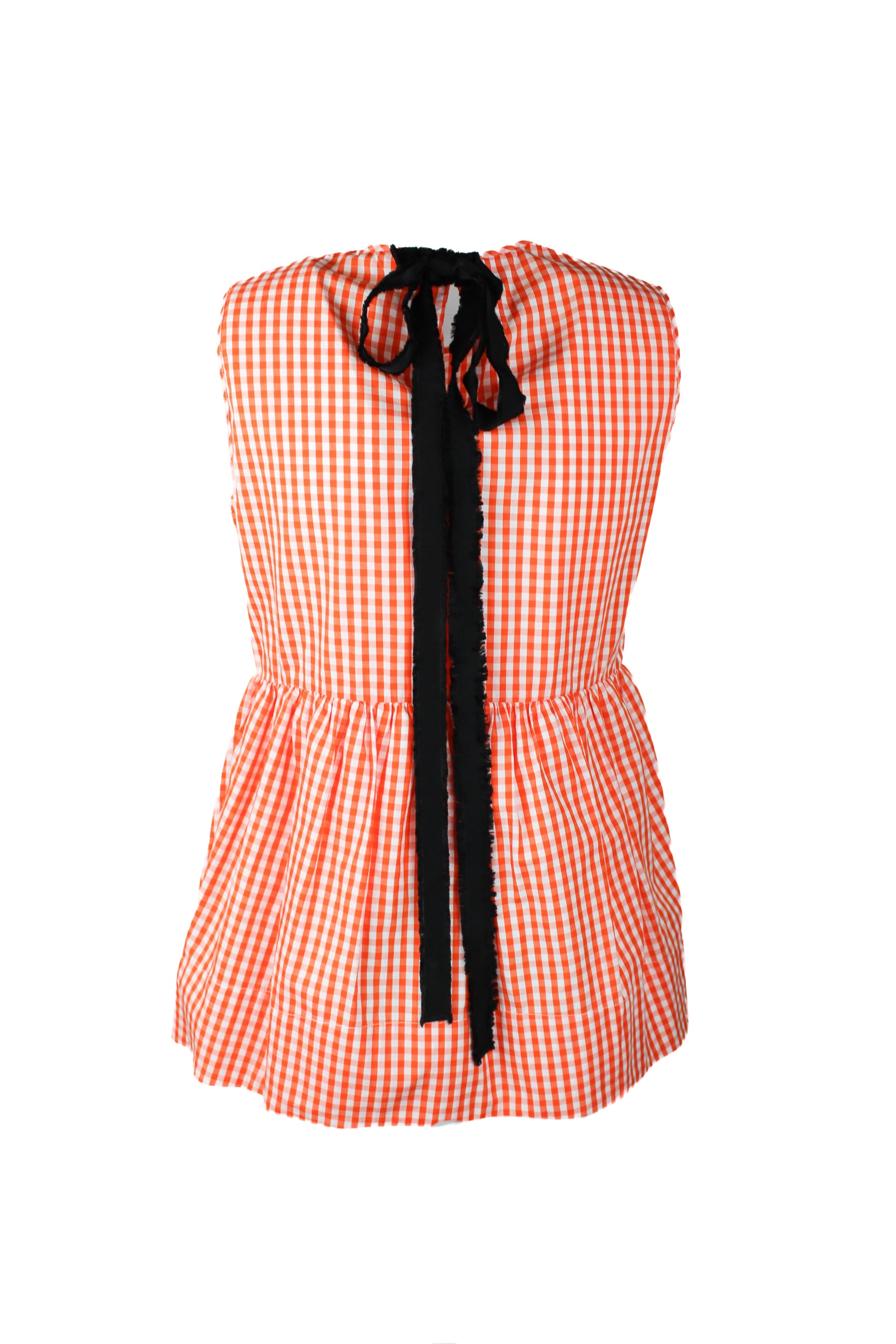 Gingham Sleeveless Top with Strass Swallow