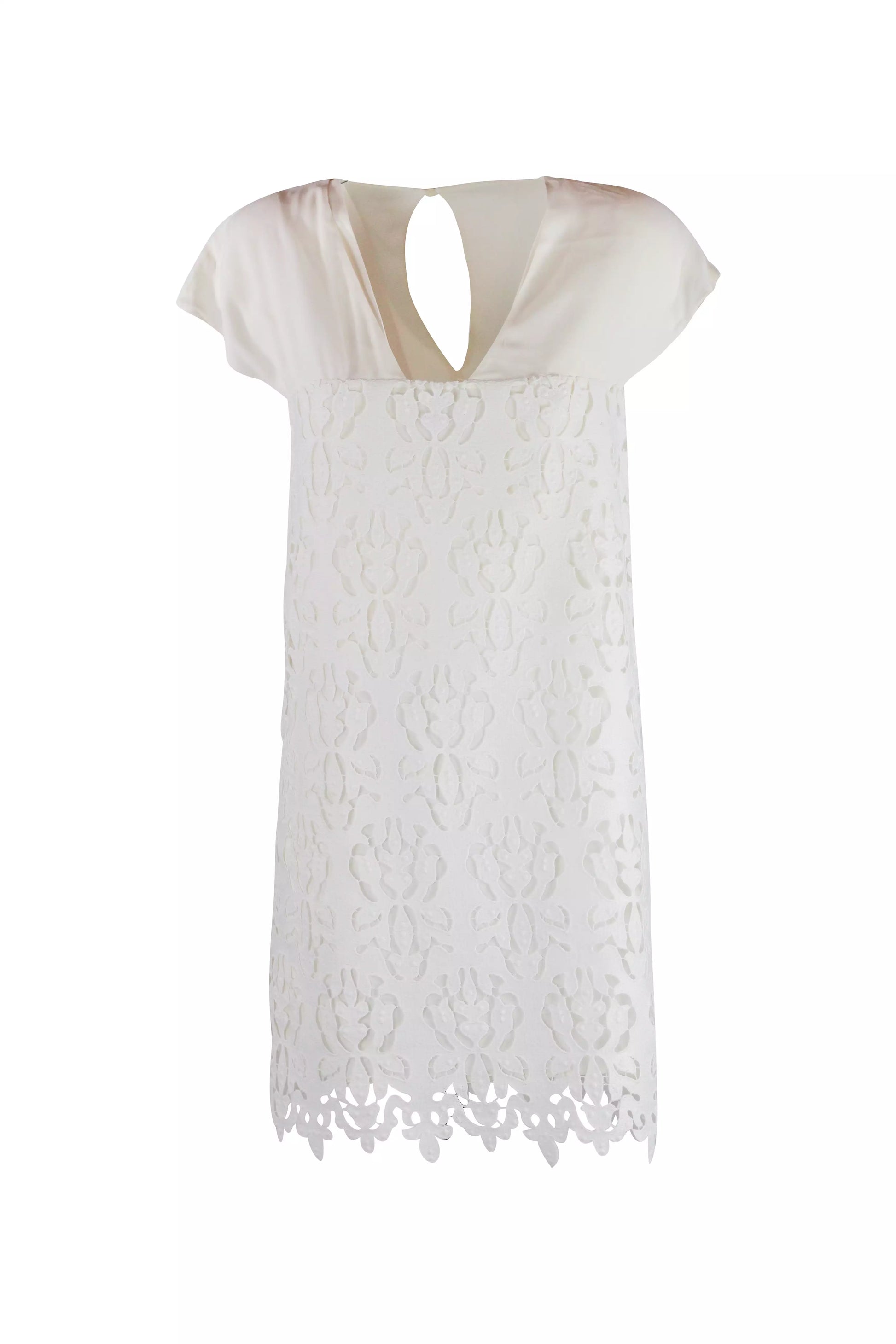 White Silk Lace Shift Dress