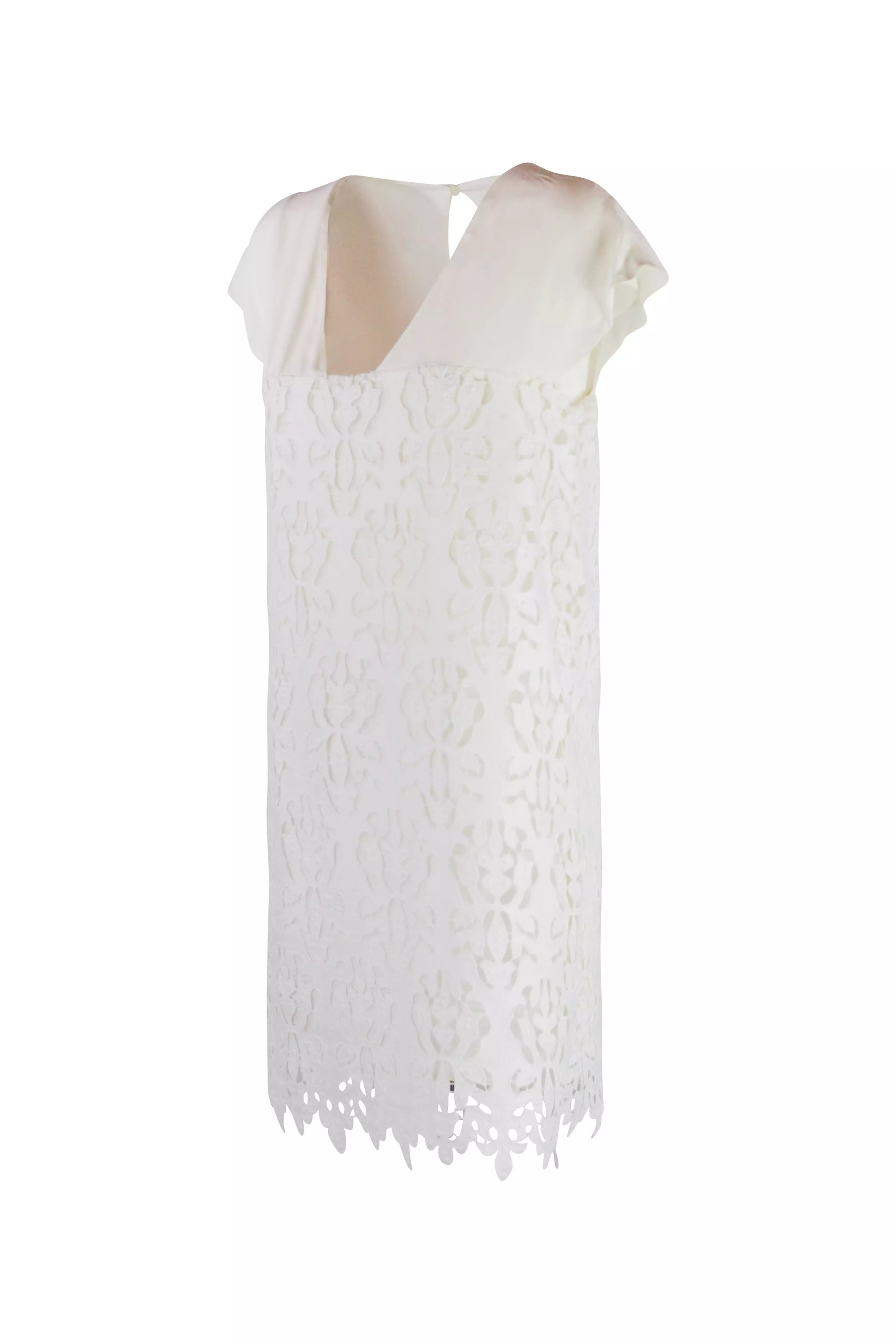 White Silk Lace Shift Dress