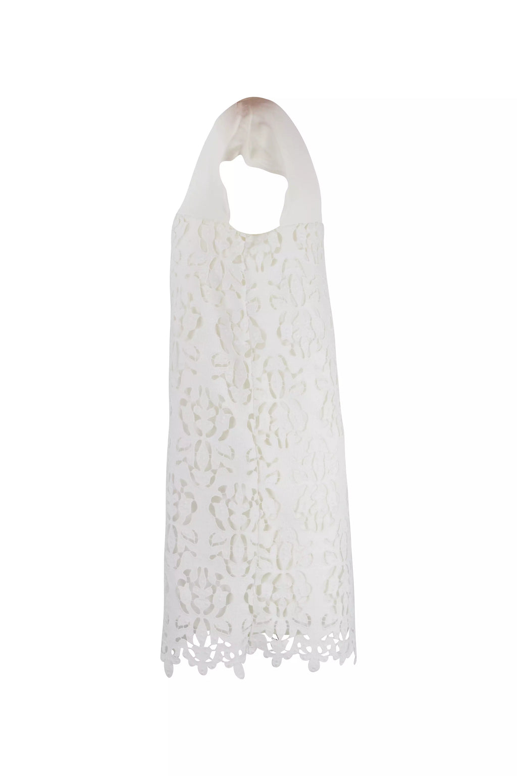 White Silk Lace Shift Dress