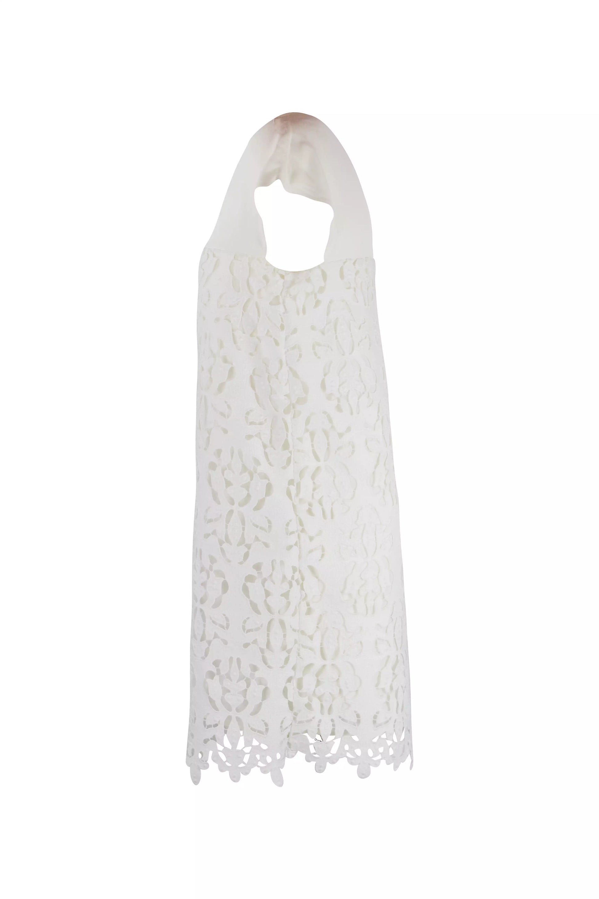White Silk Lace Shift Dress