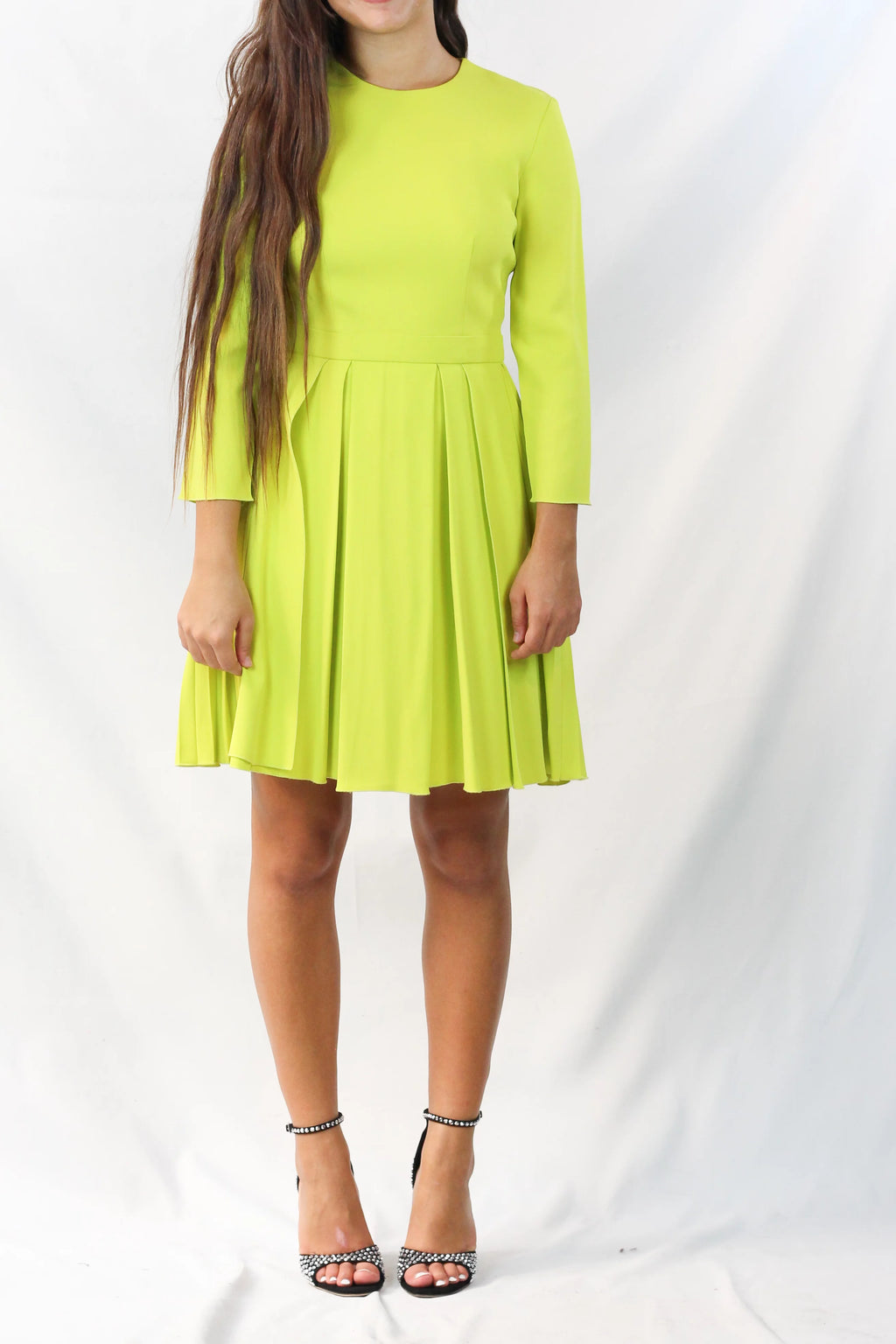 Lime Green Pleated Dress Resort2014