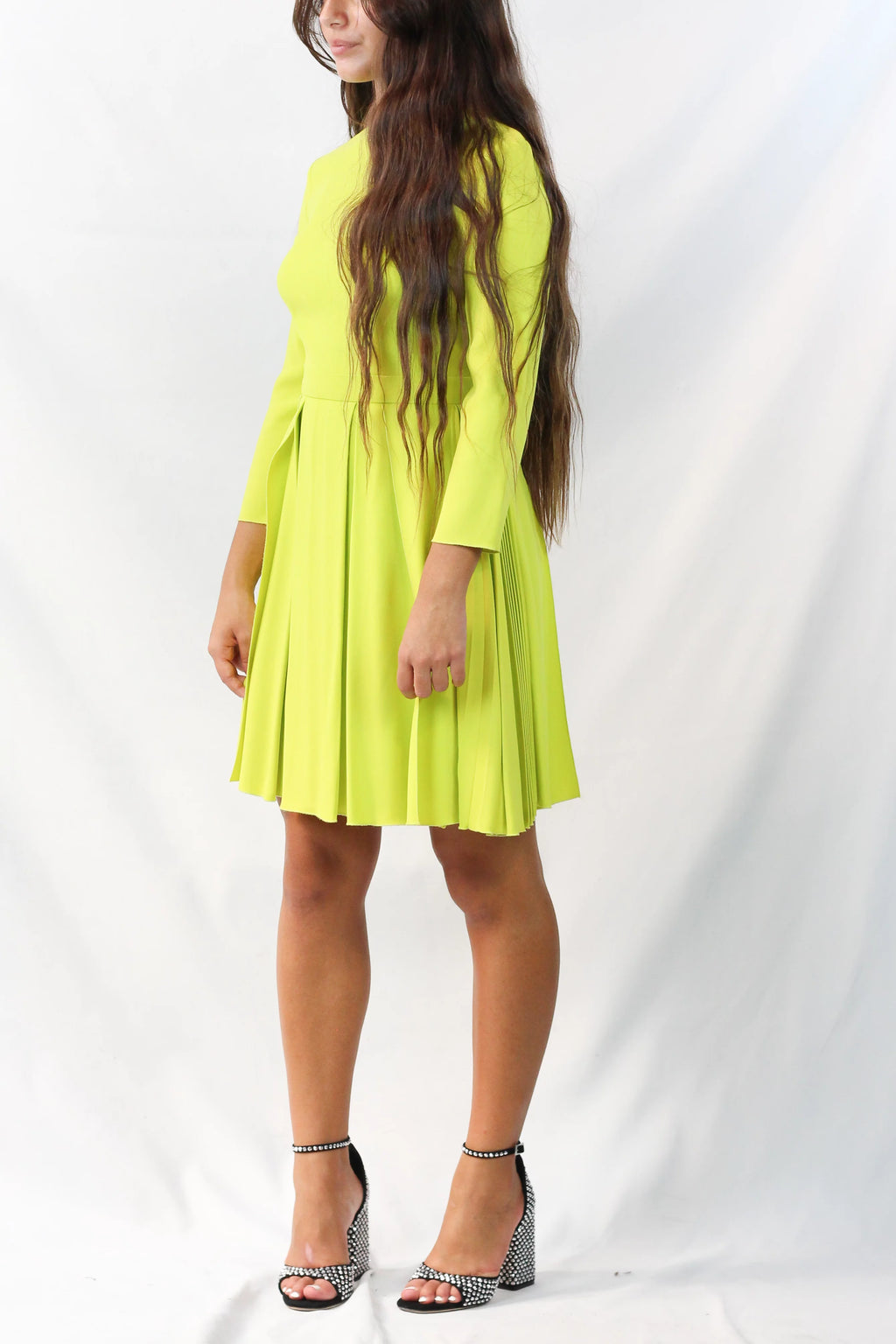 Lime Green Pleated Dress Resort2014