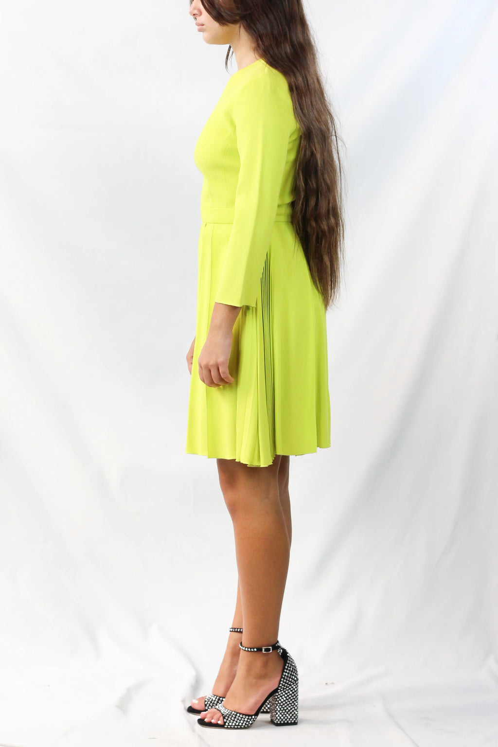 Lime Green Pleated Dress Resort2014
