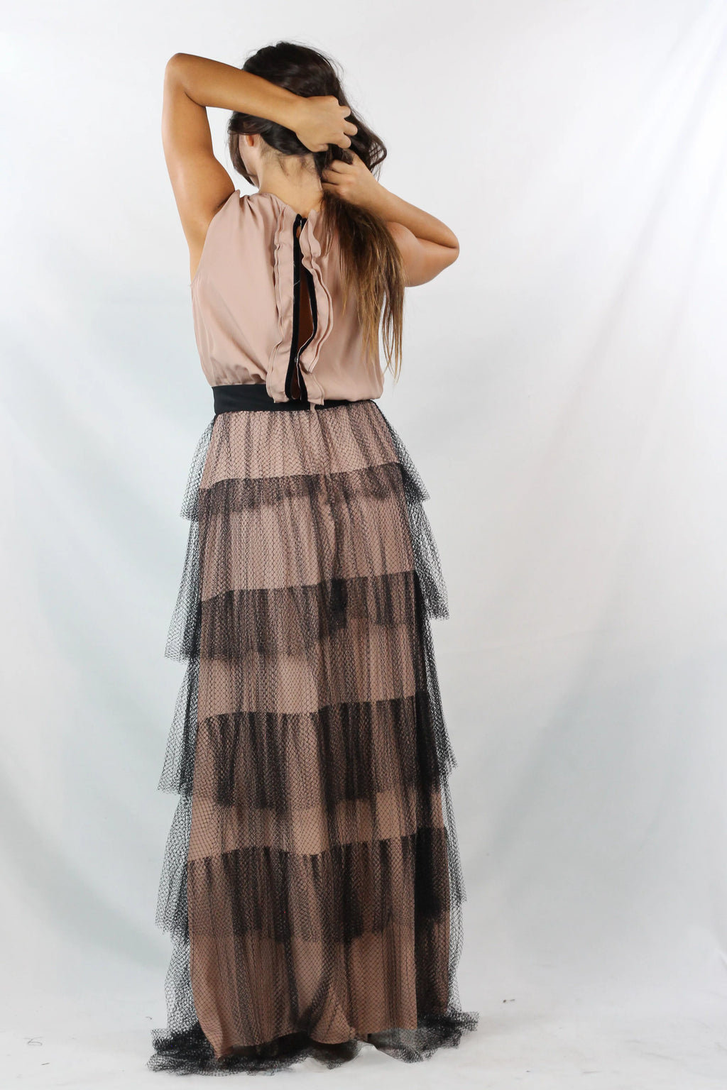 Tiered Tulle & Silk Maxi Dress PreFall2016