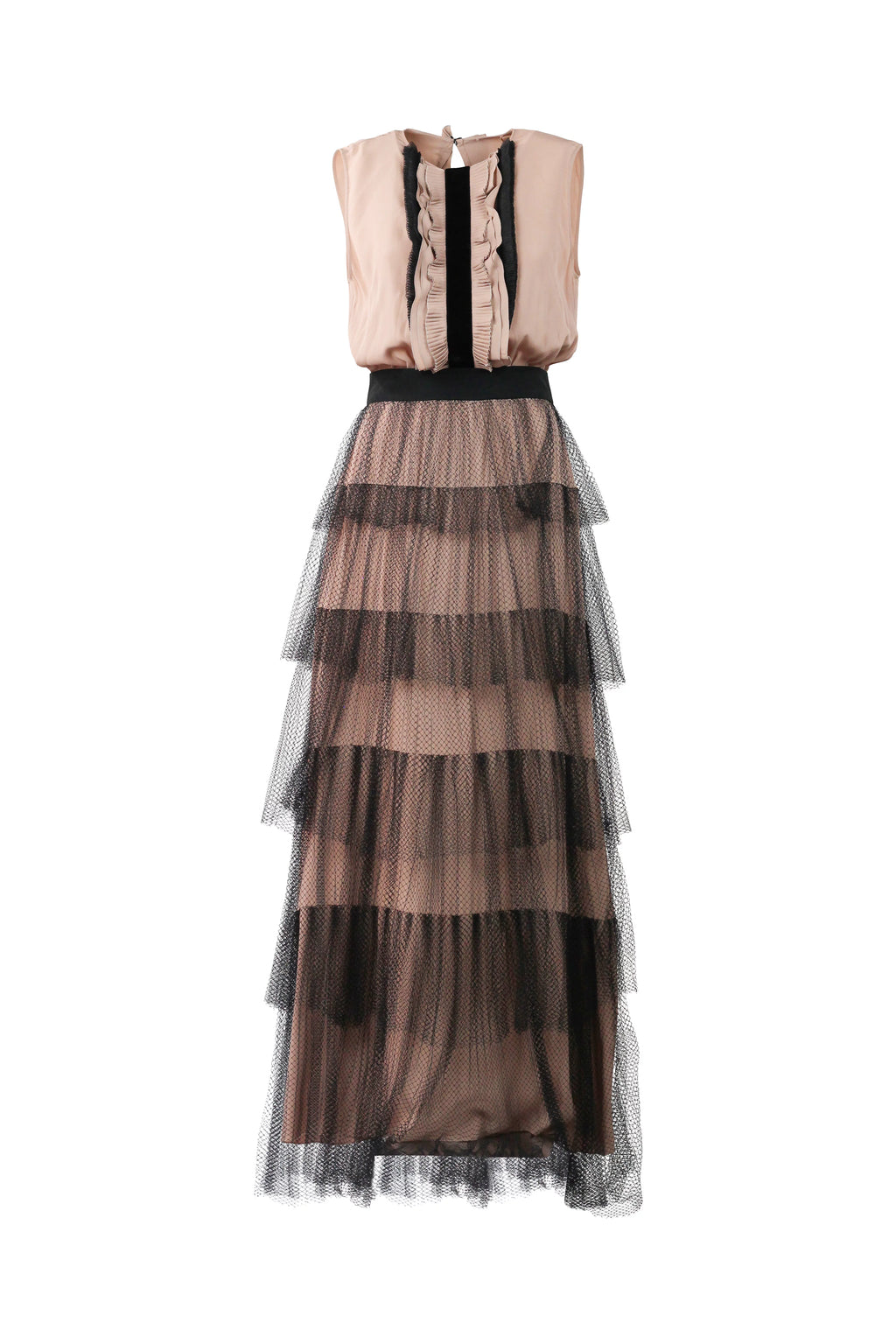 Tiered Tulle & Silk Maxi Dress PreFall2016