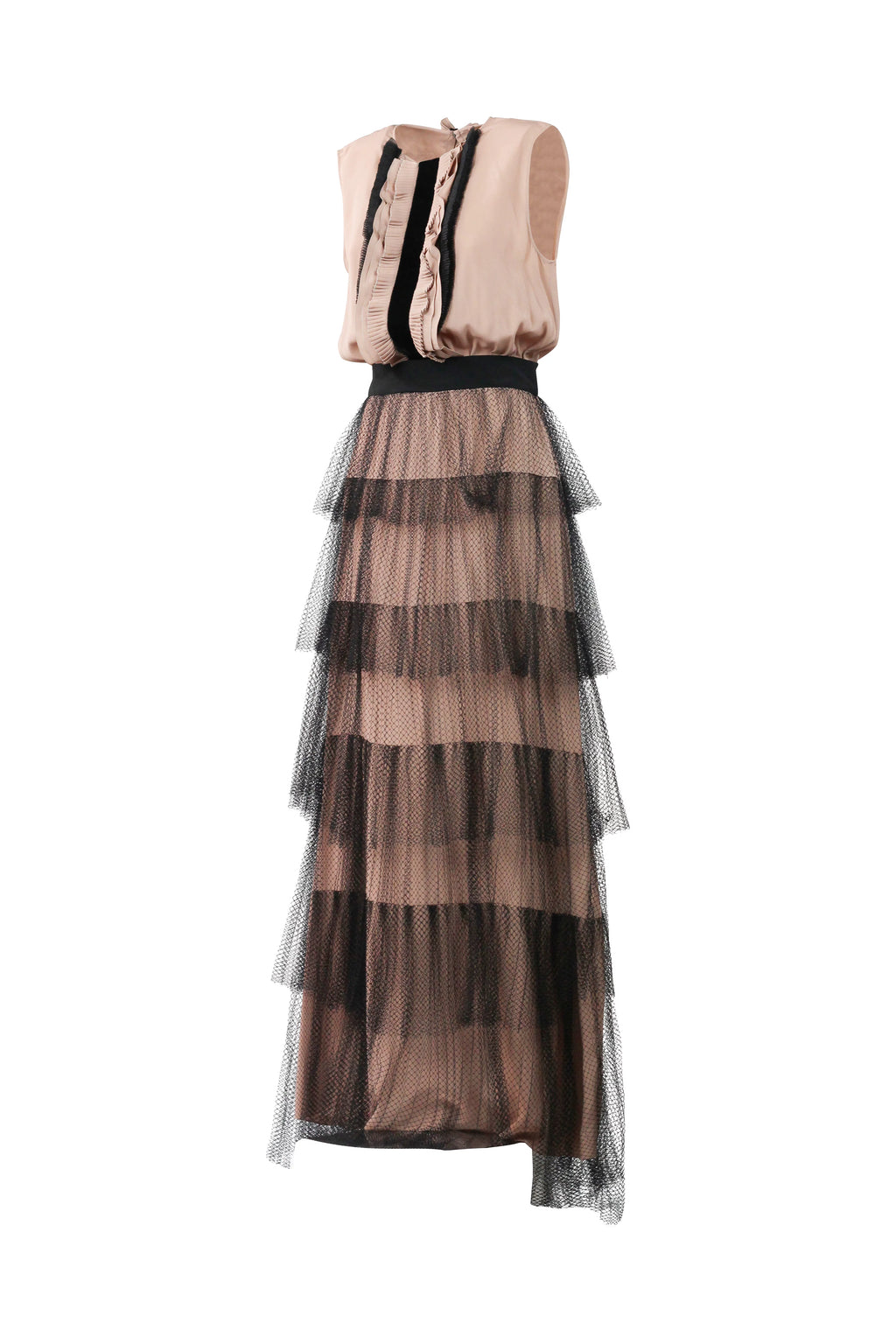 Tiered Tulle & Silk Maxi Dress PreFall2016
