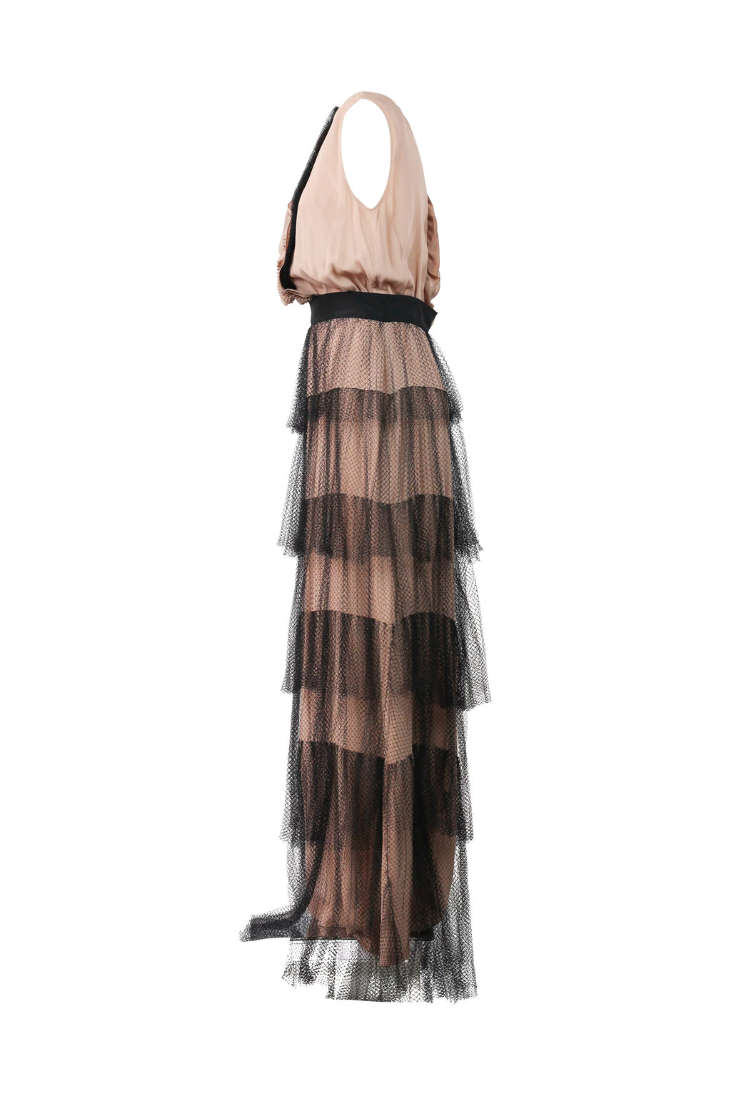Tiered Tulle & Silk Maxi Dress PreFall2016