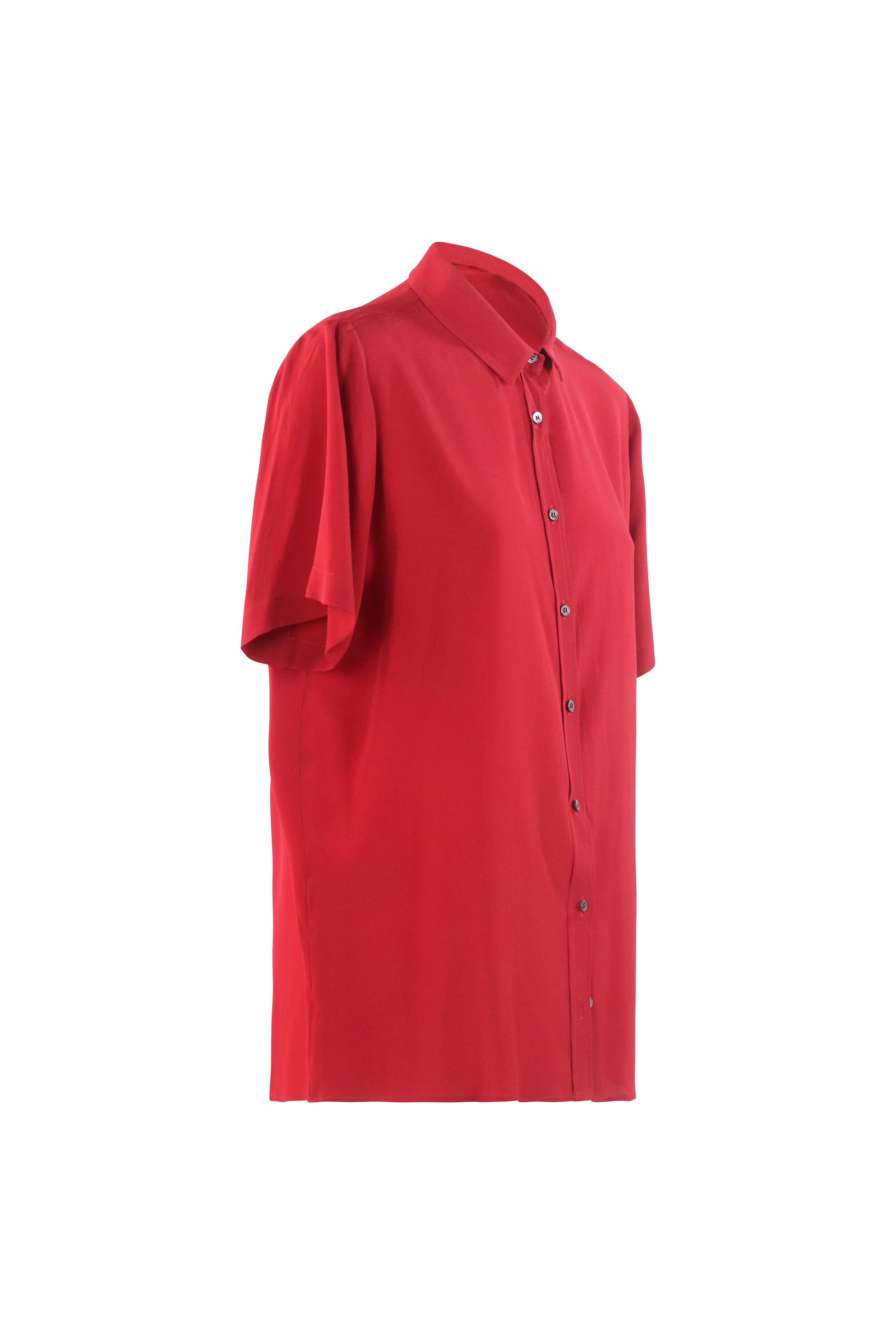 Red Silk Boxy Shirt