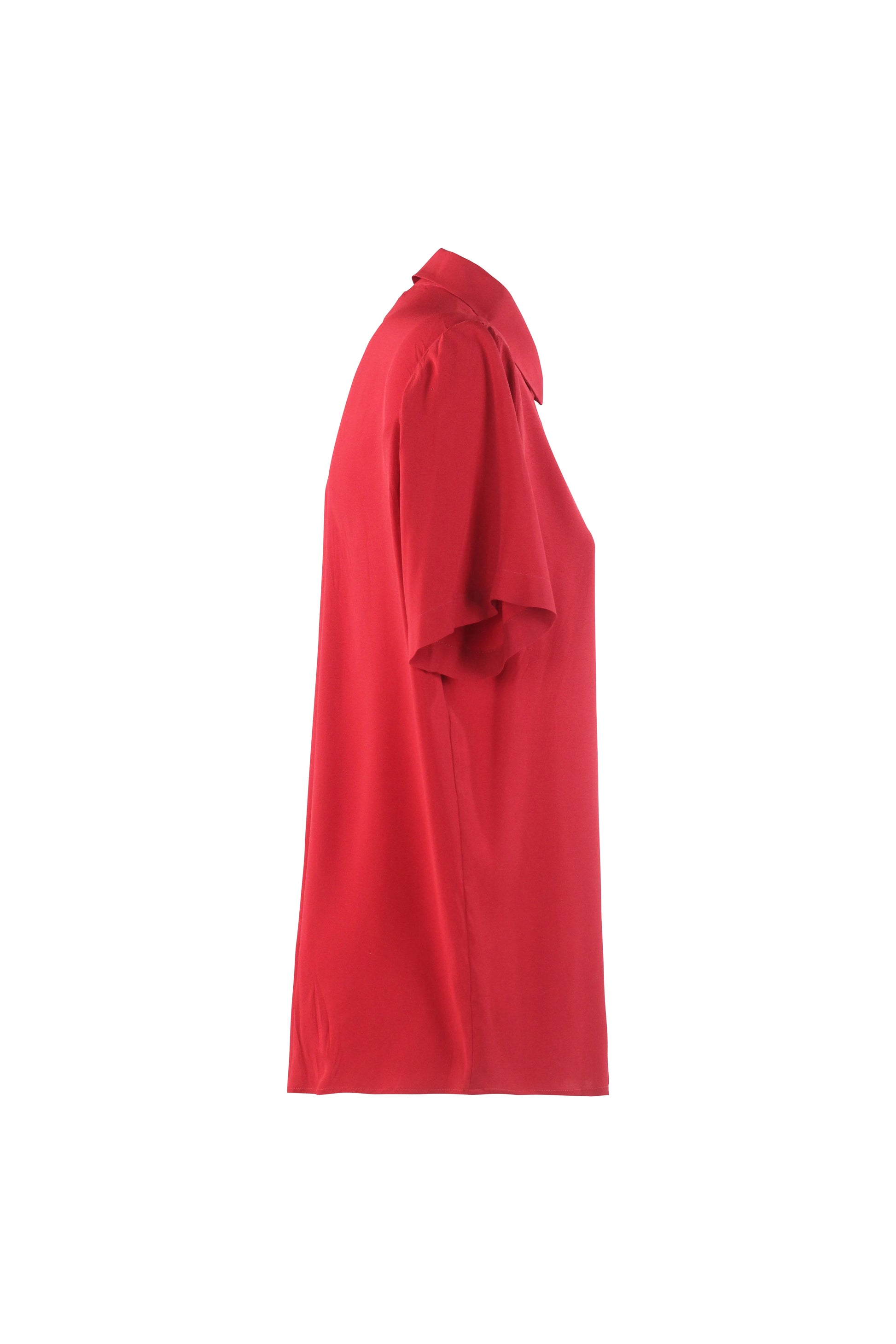 Red Silk Boxy Shirt