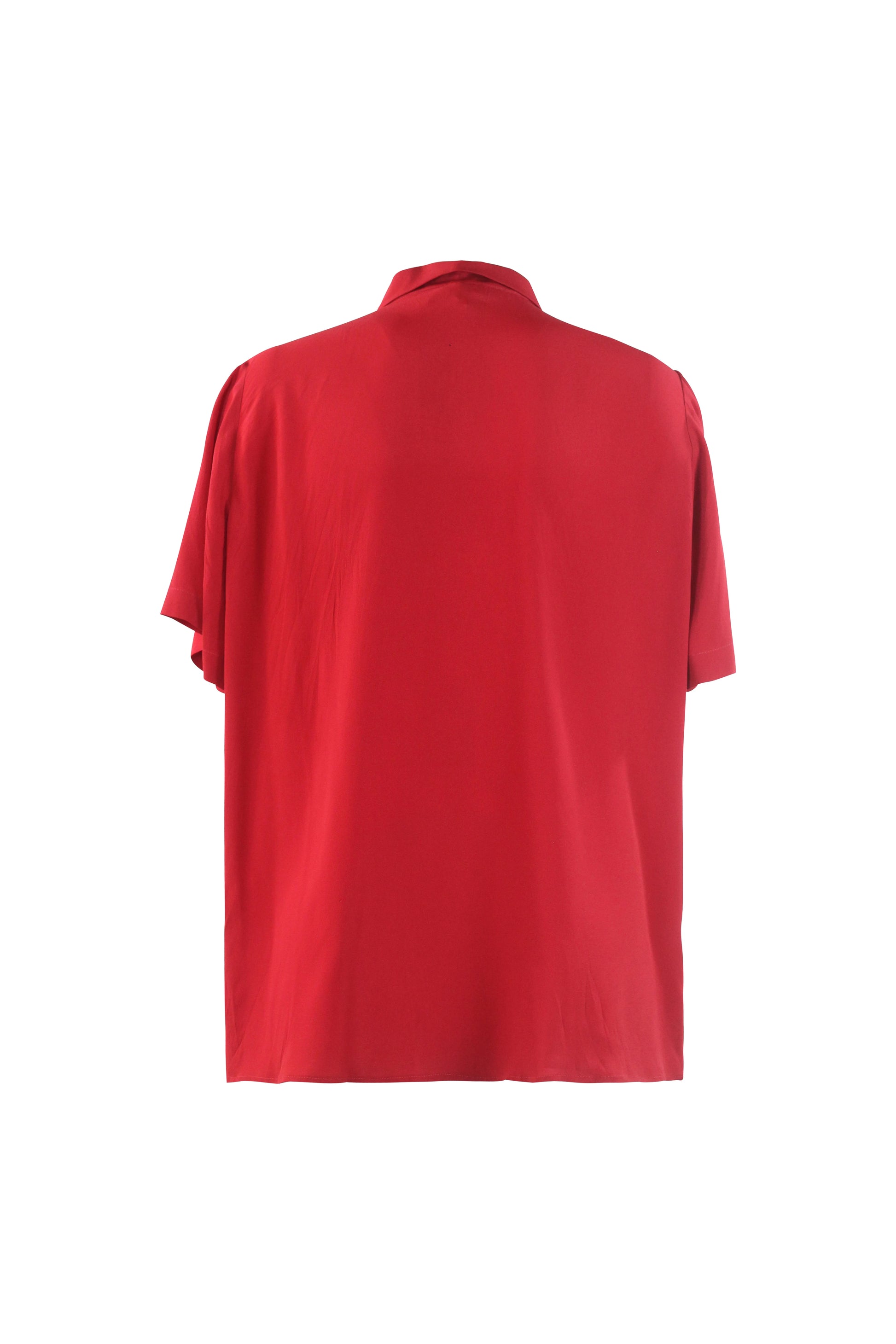 Red Silk Boxy Shirt