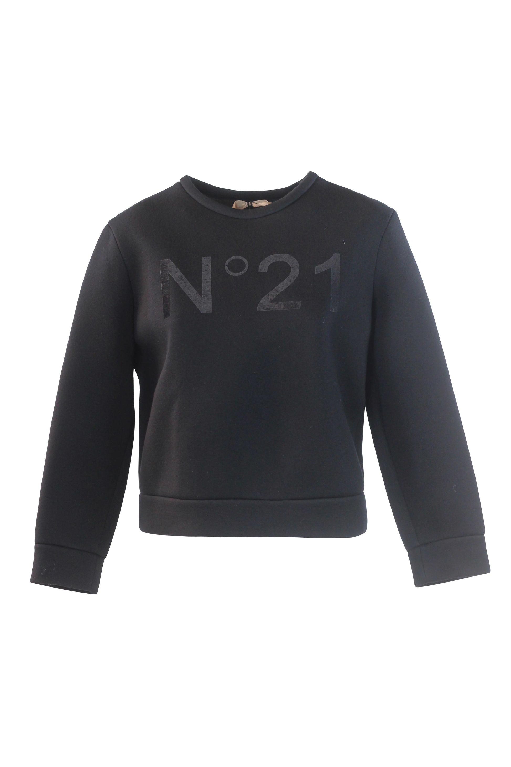 Black Neoprene Cropped Sweatshirt