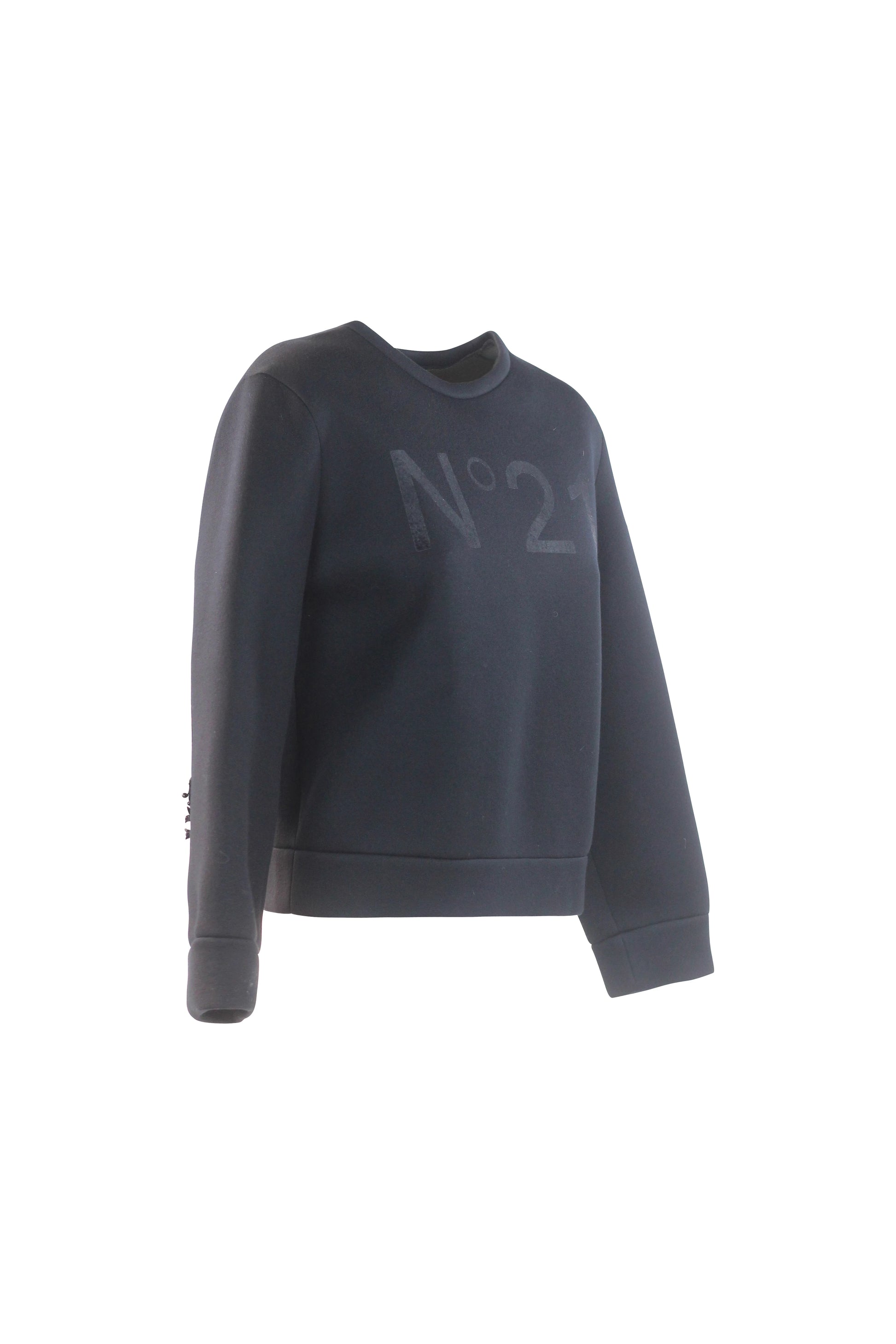 Black Neoprene Cropped Sweatshirt