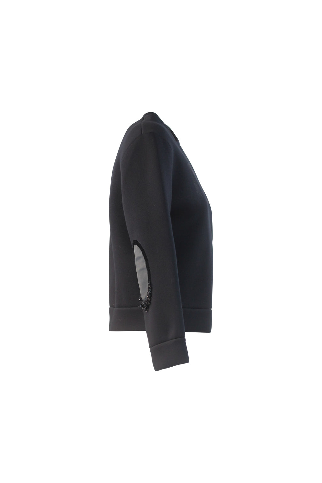 Black Neoprene Cropped Sweatshirt