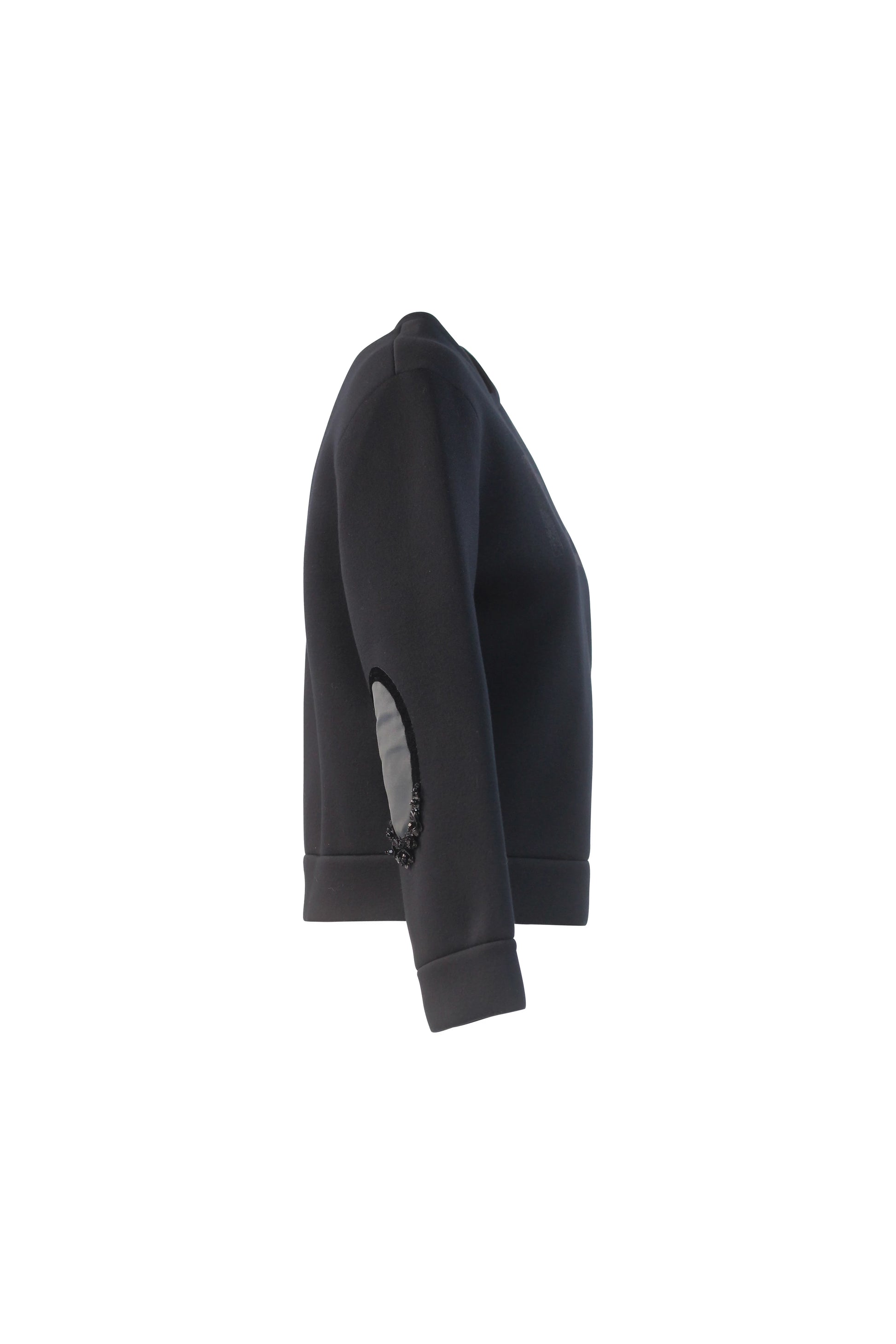 Black Neoprene Cropped Sweatshirt