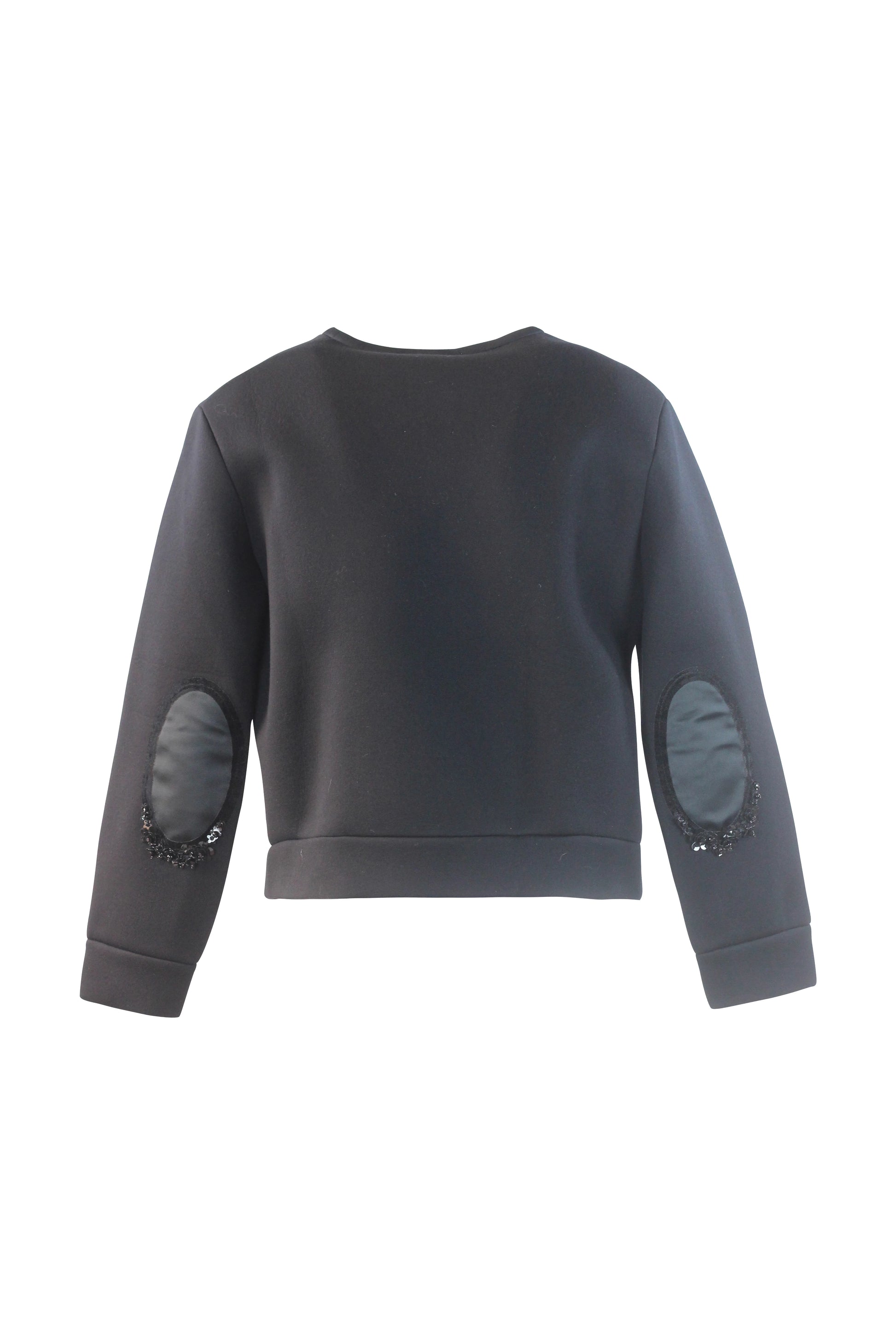 Black Neoprene Cropped Sweatshirt